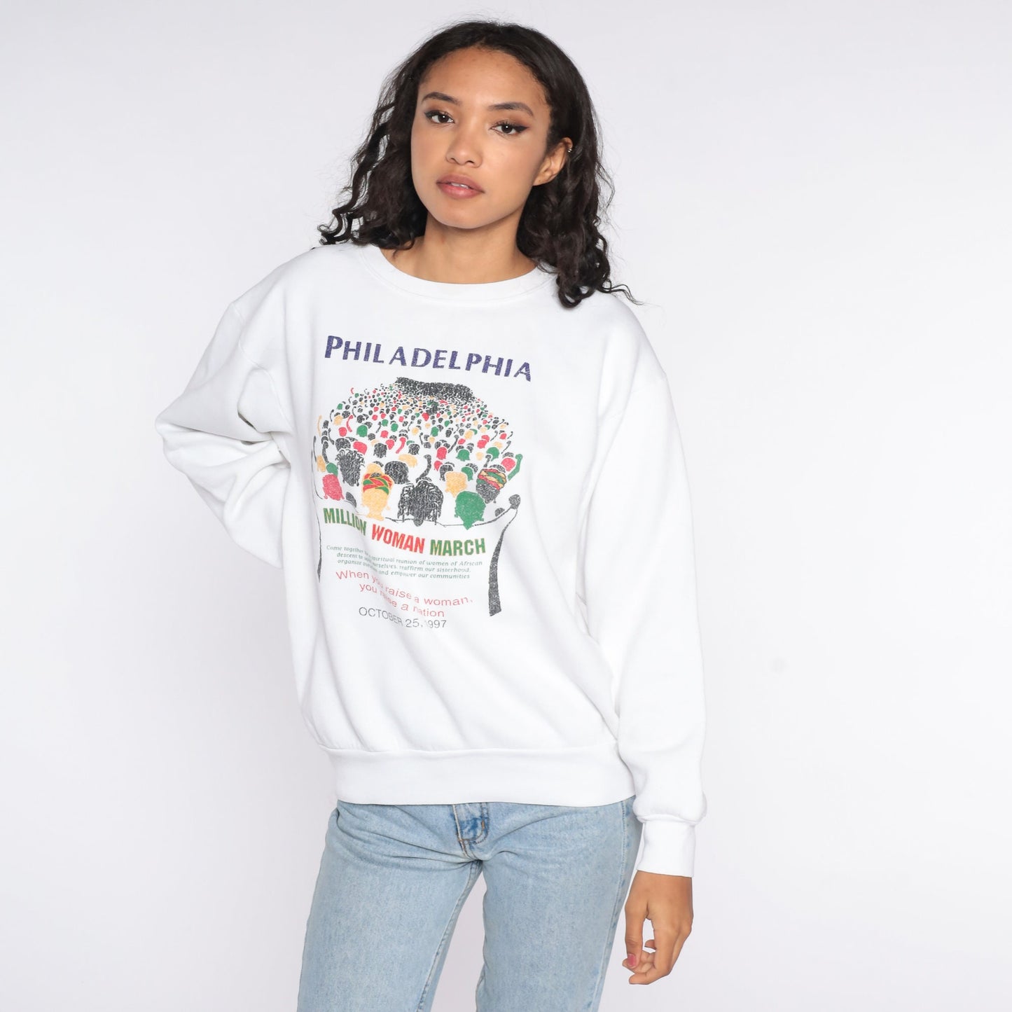 1997 Million Woman March Sweatshirt Philadelphia Graphic Crewneck Large