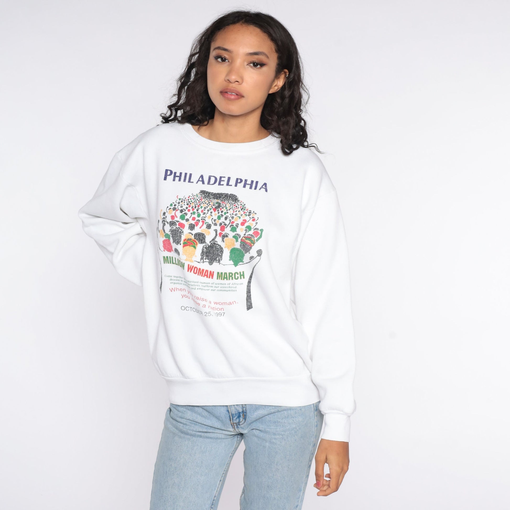 1997 Million Woman March Sweatshirt Philadelphia Graphic Crewneck Large