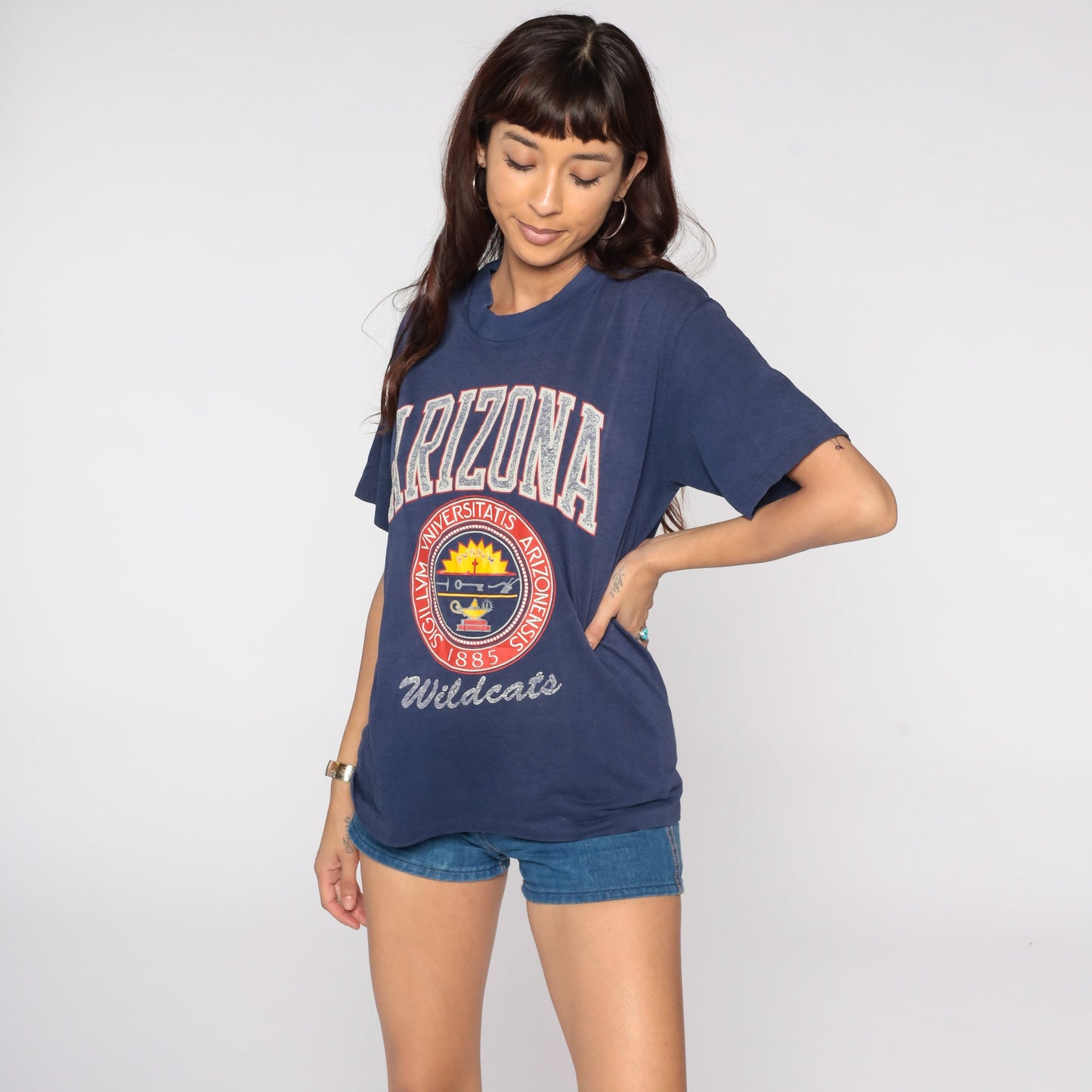 Arizona Wildcats University Football Tee 80s Graphic T-Shirt Medium