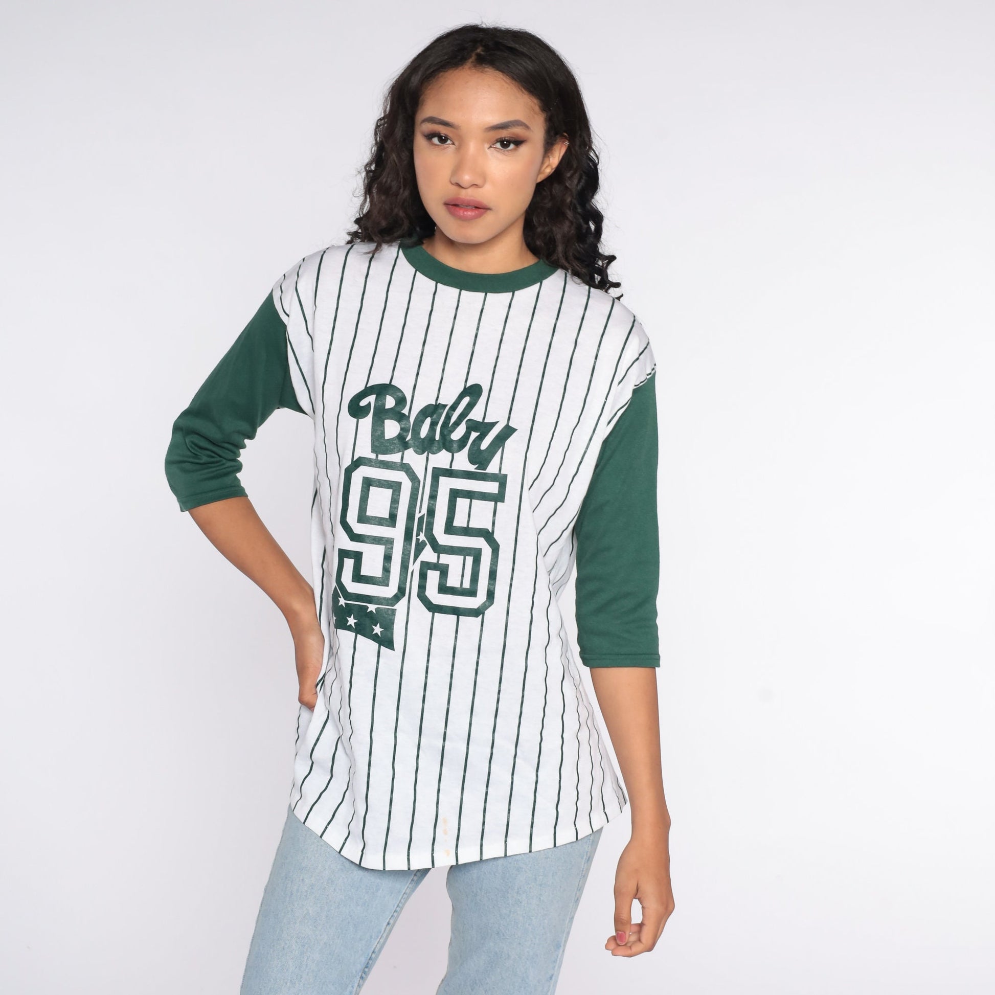 90s Maternity Graphic T-Shirt Baby 95 Ringer Tee Small