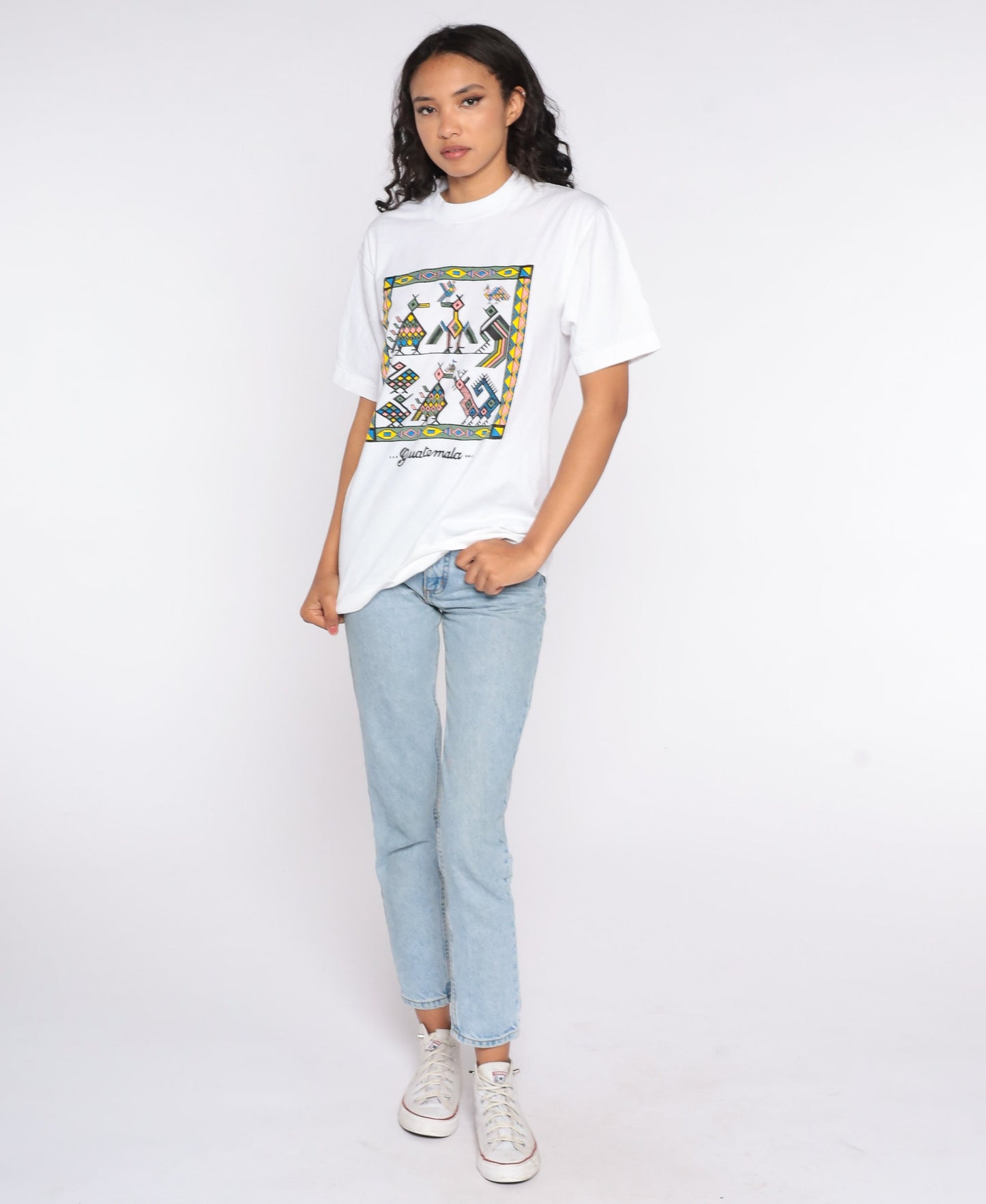 90s Guatemala Animal Graphic T-Shirt Cotton Tee Small