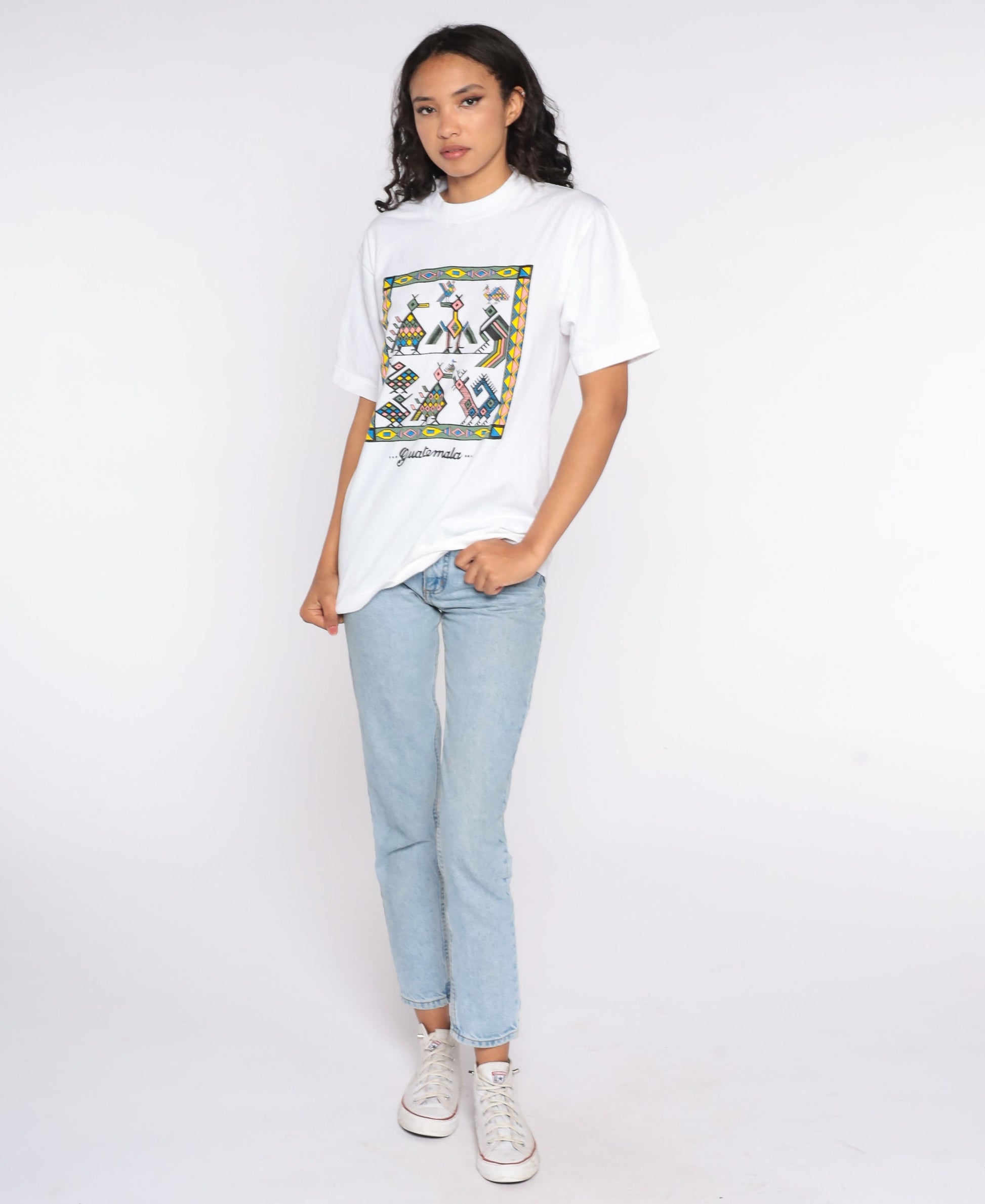 90s Guatemala Animal Graphic T-Shirt Cotton Tee Small