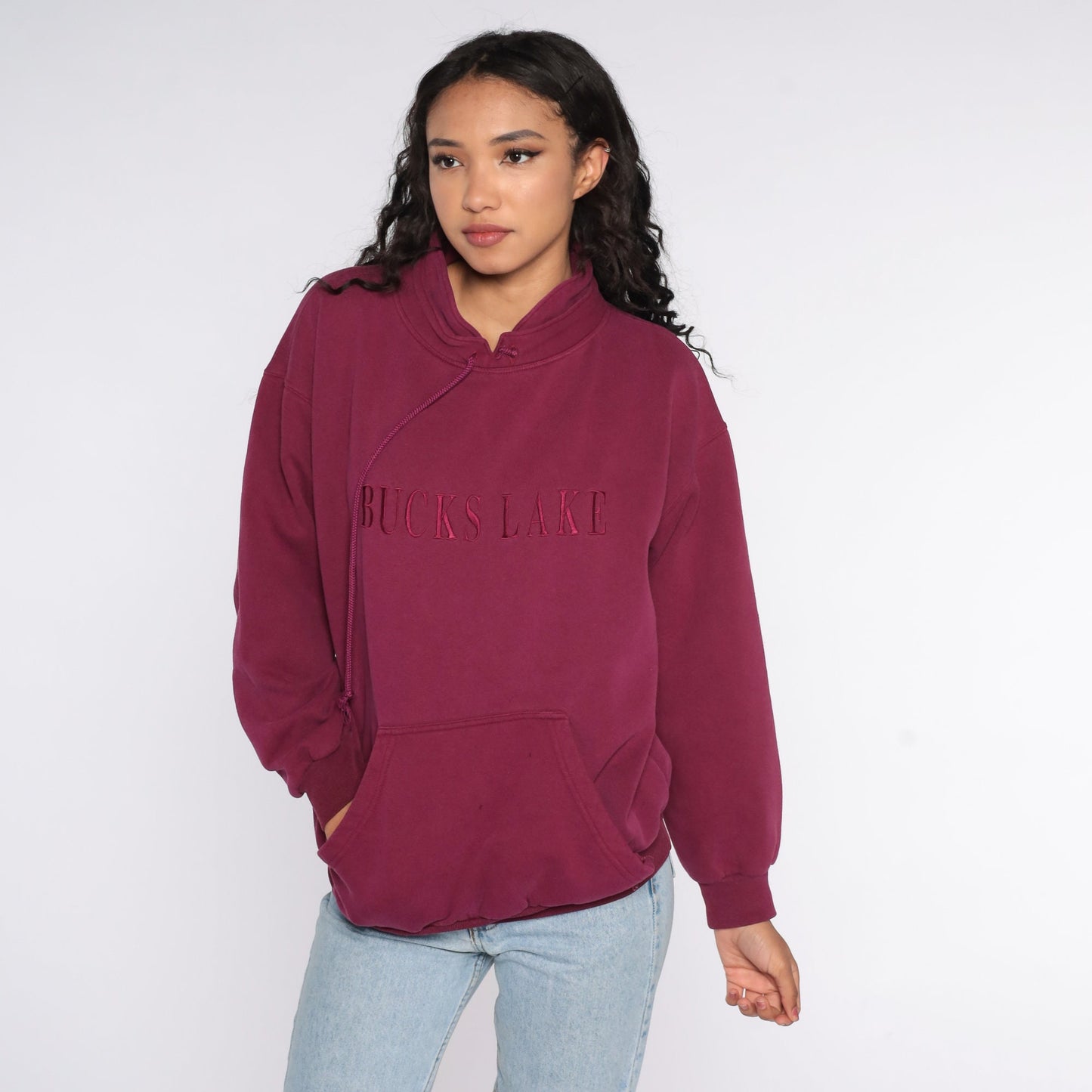 90s Bucks Lake California Sweatshirt Burgundy Crewneck Pullover Extra Large XXL