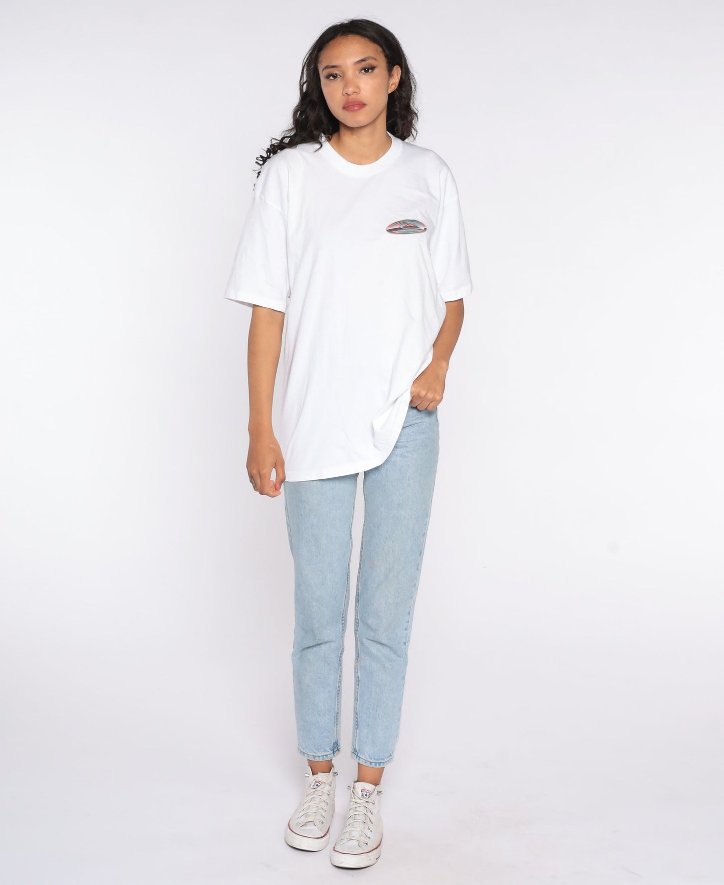 90s Quiksilver Logo T-Shirt White Graphic Surf Tee Large L