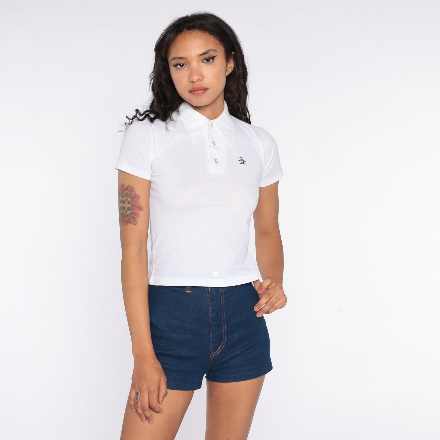 70s Munsingwear Penguin Polo Shirt White Cotton Short Sleeve Extra Small