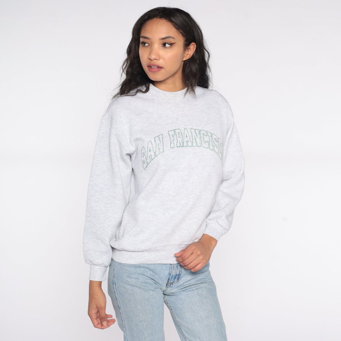 90s San Francisco Jerzees Sweatshirt Grey Crewneck Graphic Small