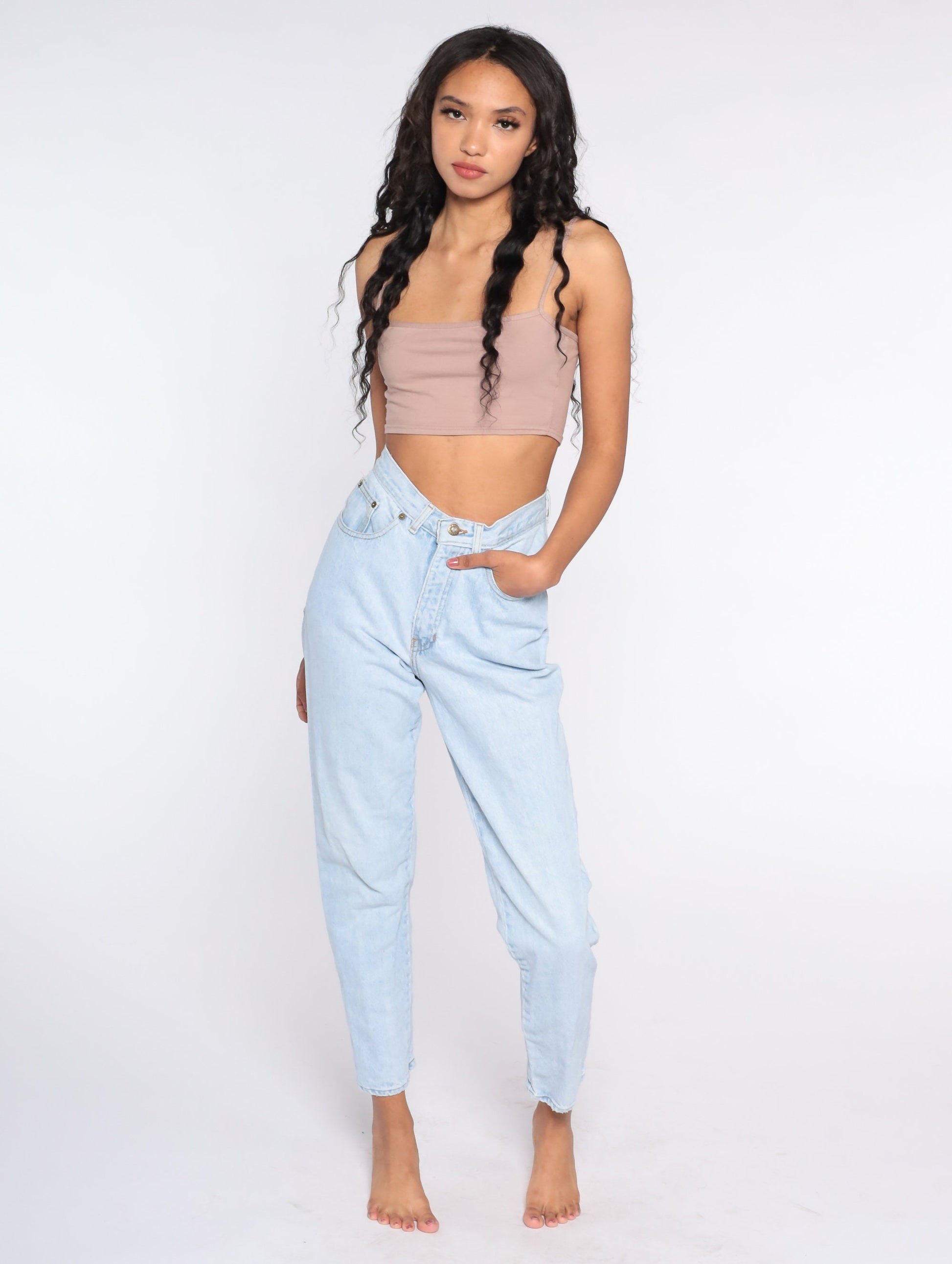 90s Express High Waist Tapered Jeans Blue Denim Small 27
