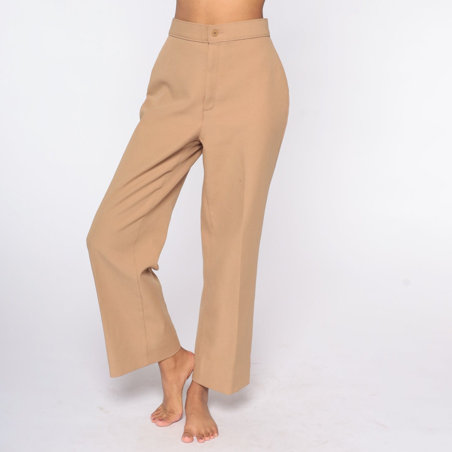 70s Levis High Waist Wide Leg Trousers Tan Straight Leg Small