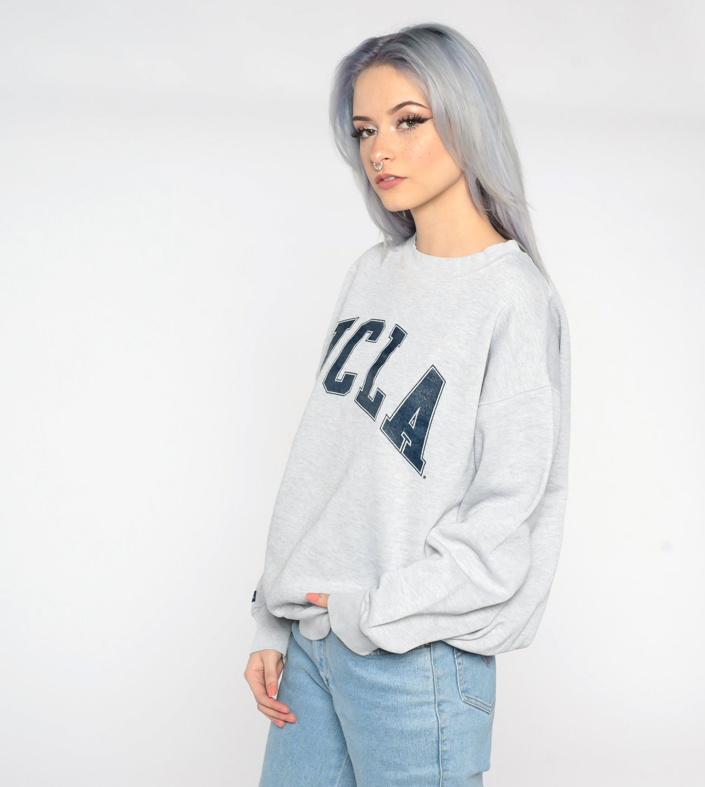 90s UCLA Los Angeles Graphic Sweatshirt Grey Jansport Crewneck Large