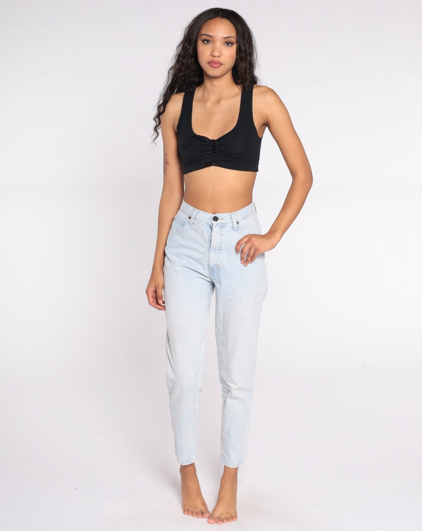 80s Acid Wash High Waist Mom Jeans Blue Denim Tapered Small