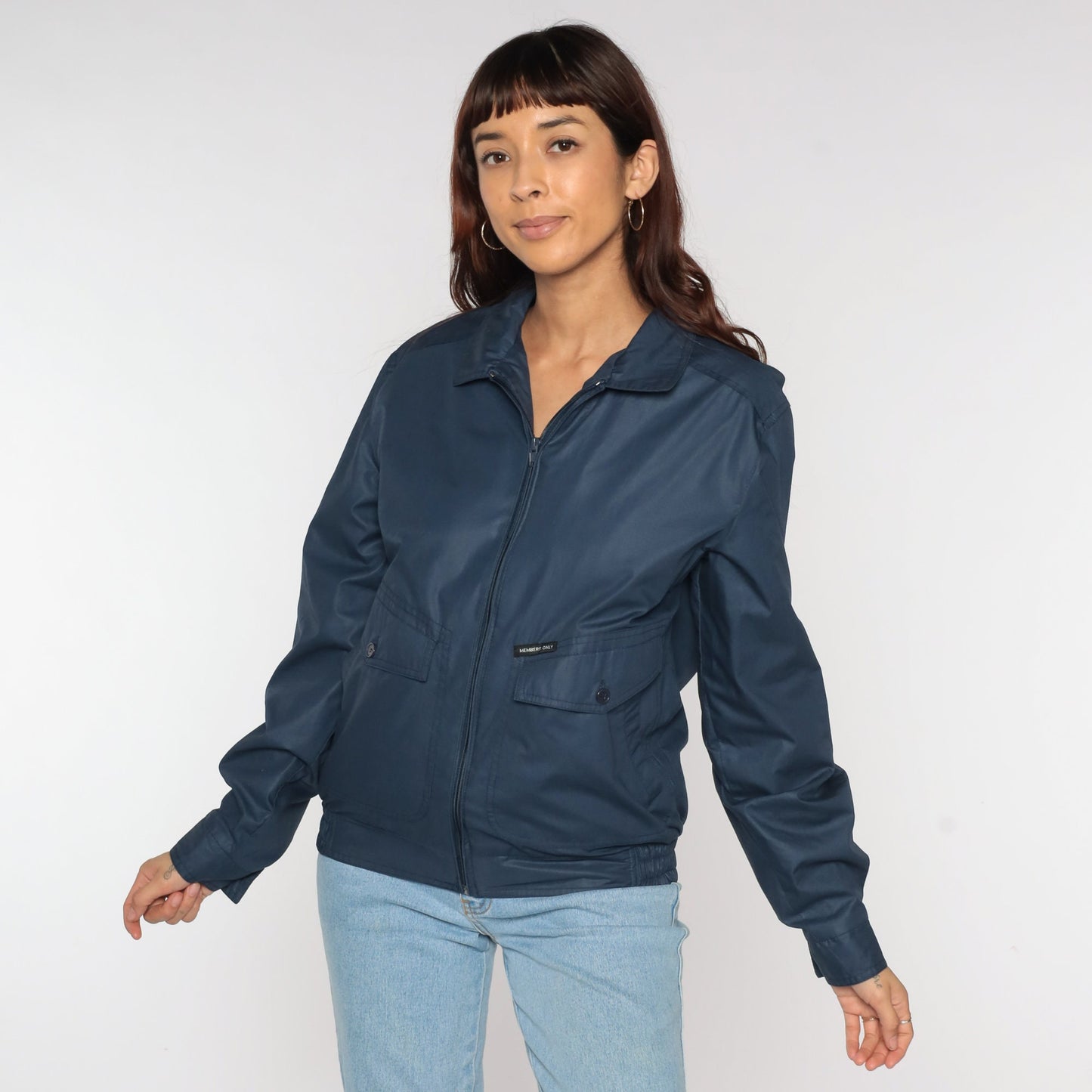 80s Members Only Jacket Navy Blue Windbreaker Cafe Racer Small