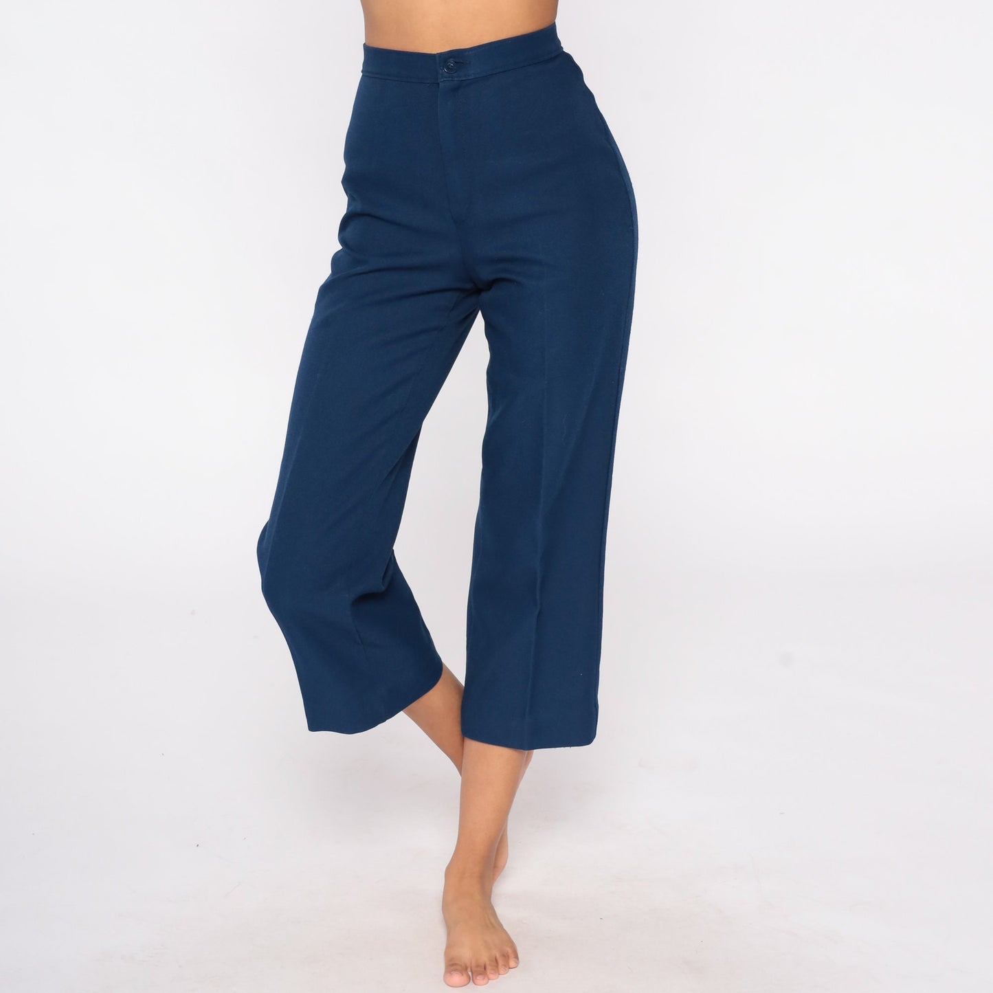 70s Navy Straight Leg High Rise Trousers Extra Small XS