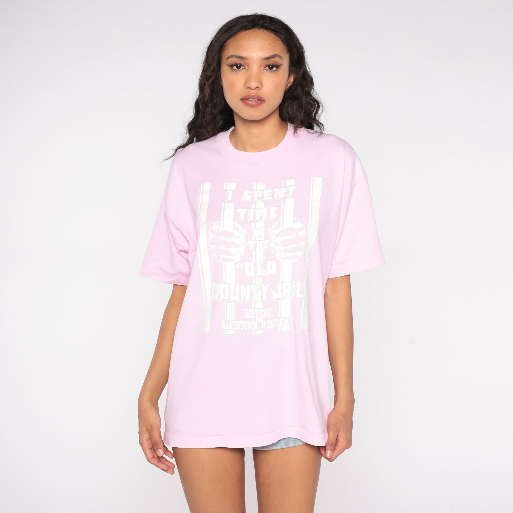 90s Kentucky Jail Bardstown Graphic T-Shirt Pink Screen Stars Extra Large XL