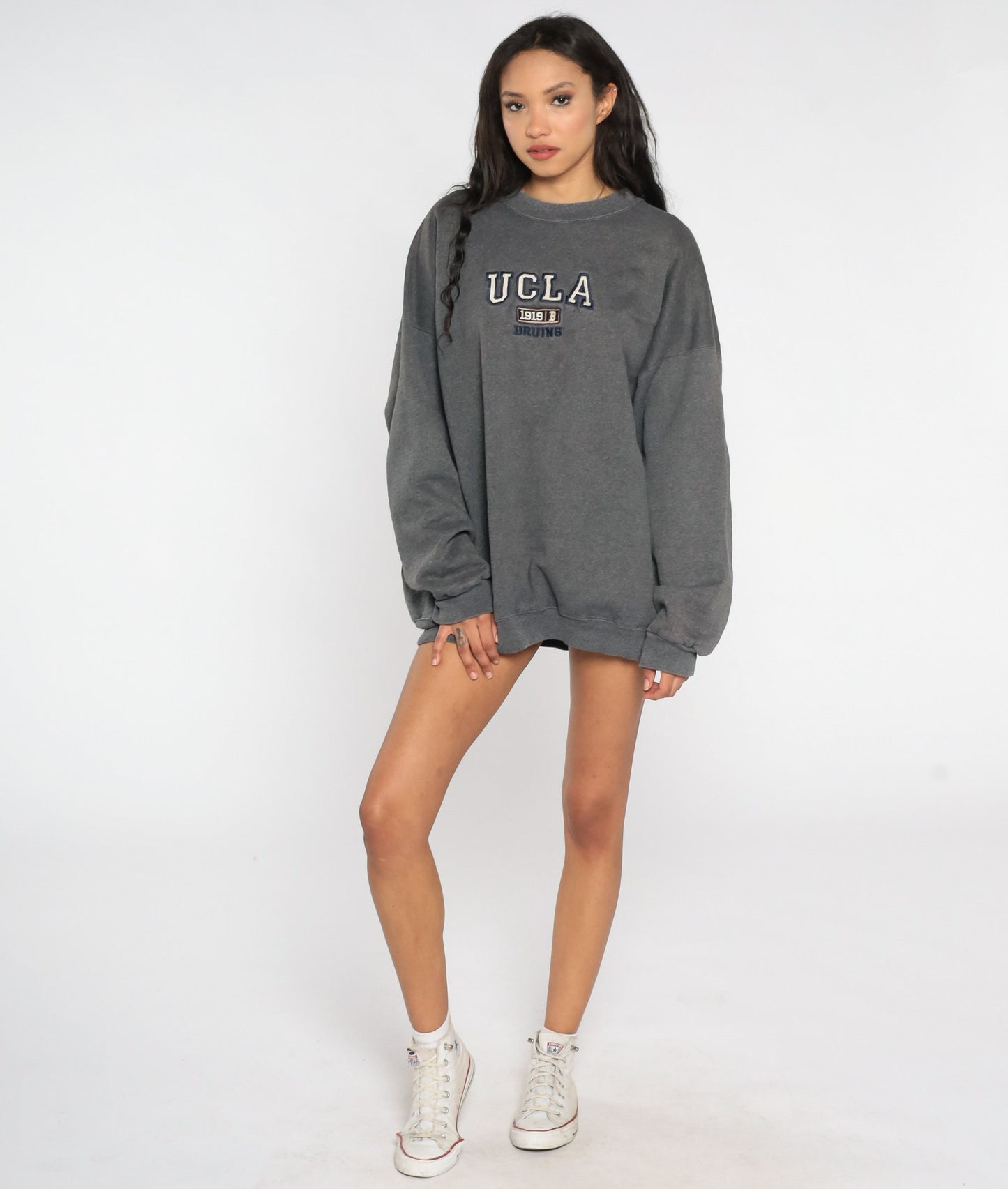 90s UCLA Bruins Football Graphic Sweatshirt Dark Grey Crewneck XXL