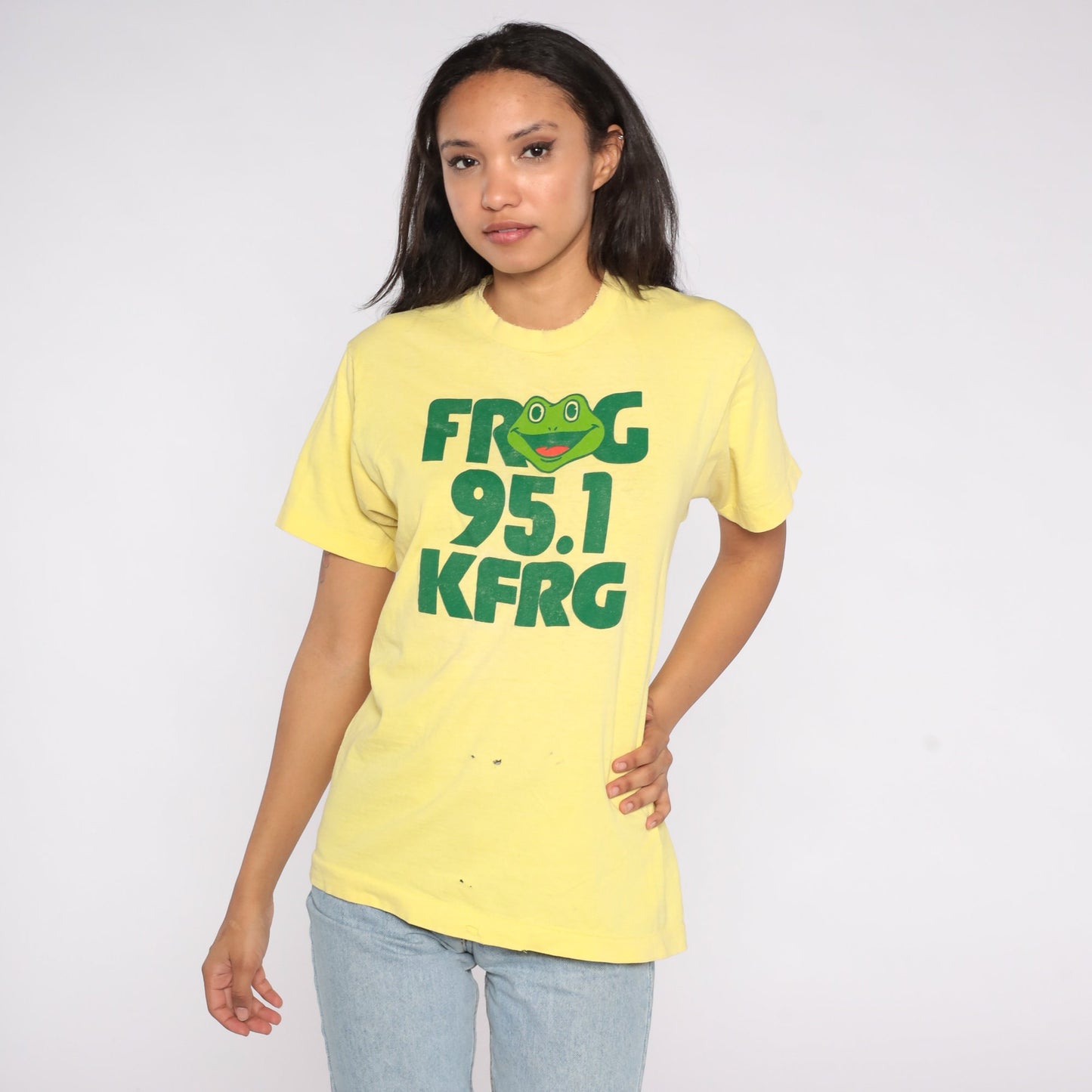 80s KFRG Radio Station San Bernardino Graphic T-Shirt Cotton Medium