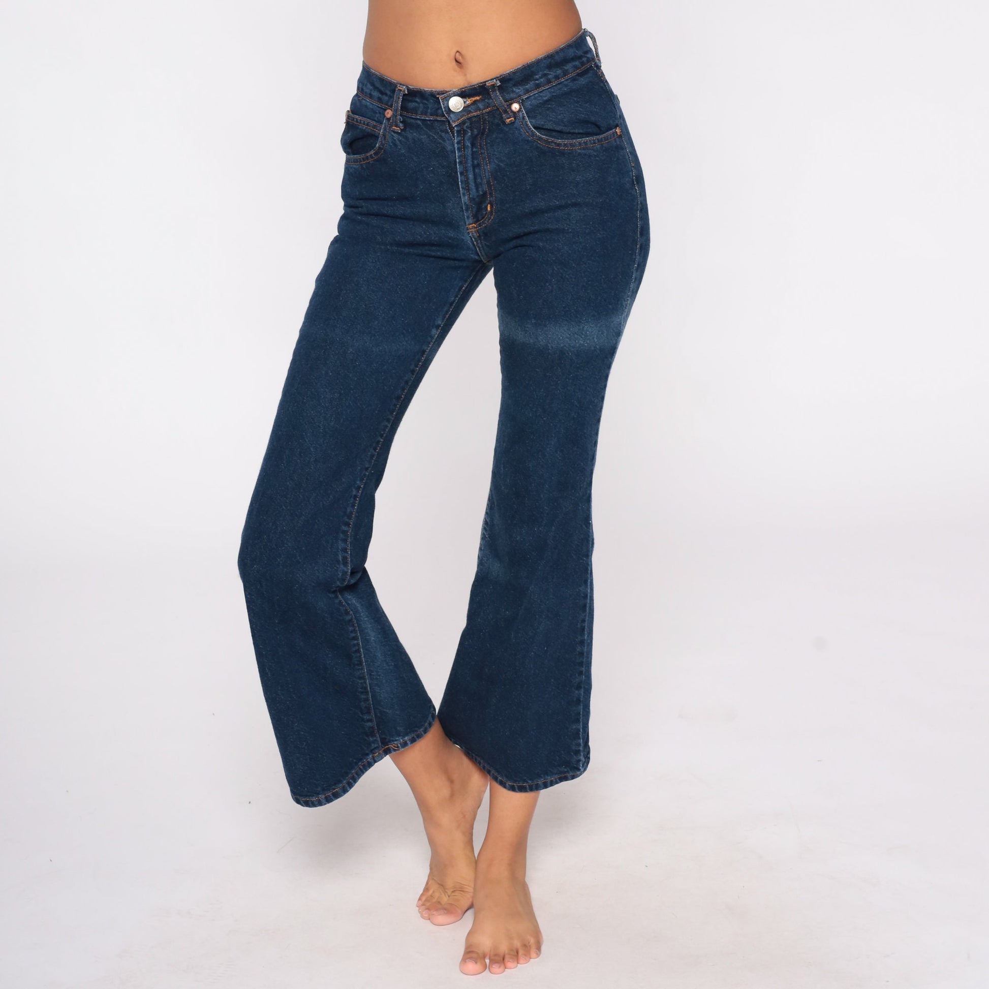 Y2K Paris Blues Flared Jeans Blue Denim Mid Rise Extra Small