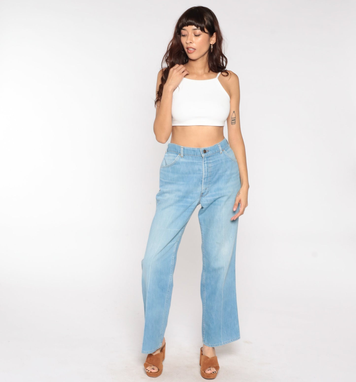 70s Levis Bell Bottom Jeans High Waist Blue Denim Flared 32
