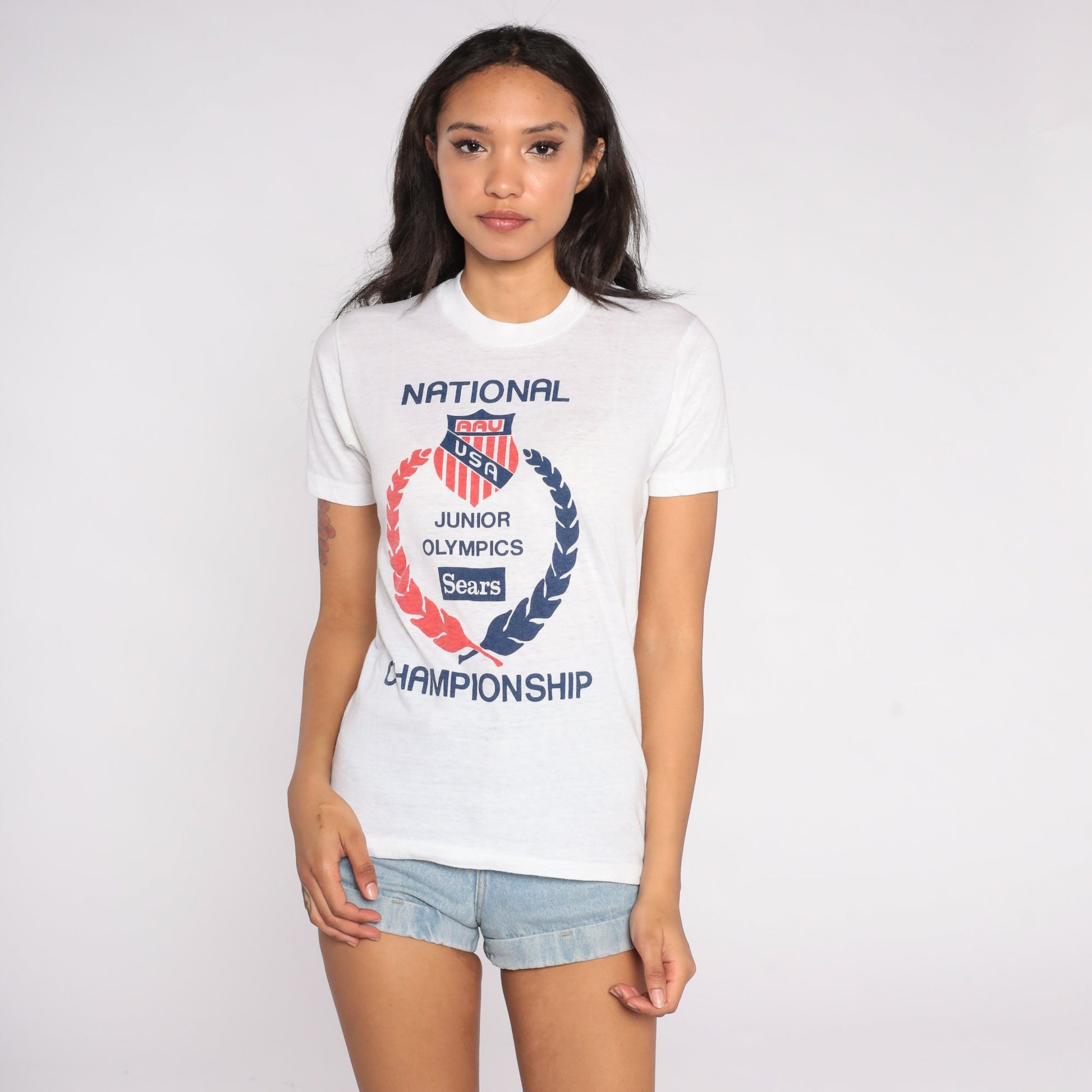 80s Sears Junior Olympics National Championship Graphic Tee White Single Stitch Small