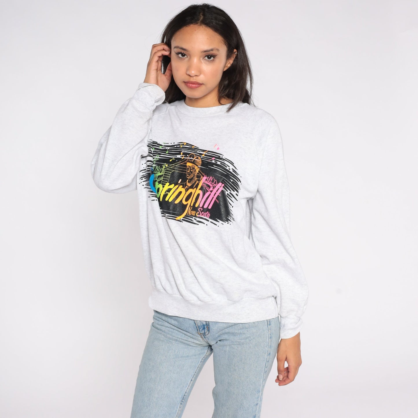80s Springhill Nova Scotia Miner Neon Graphic Sweatshirt Extra Large