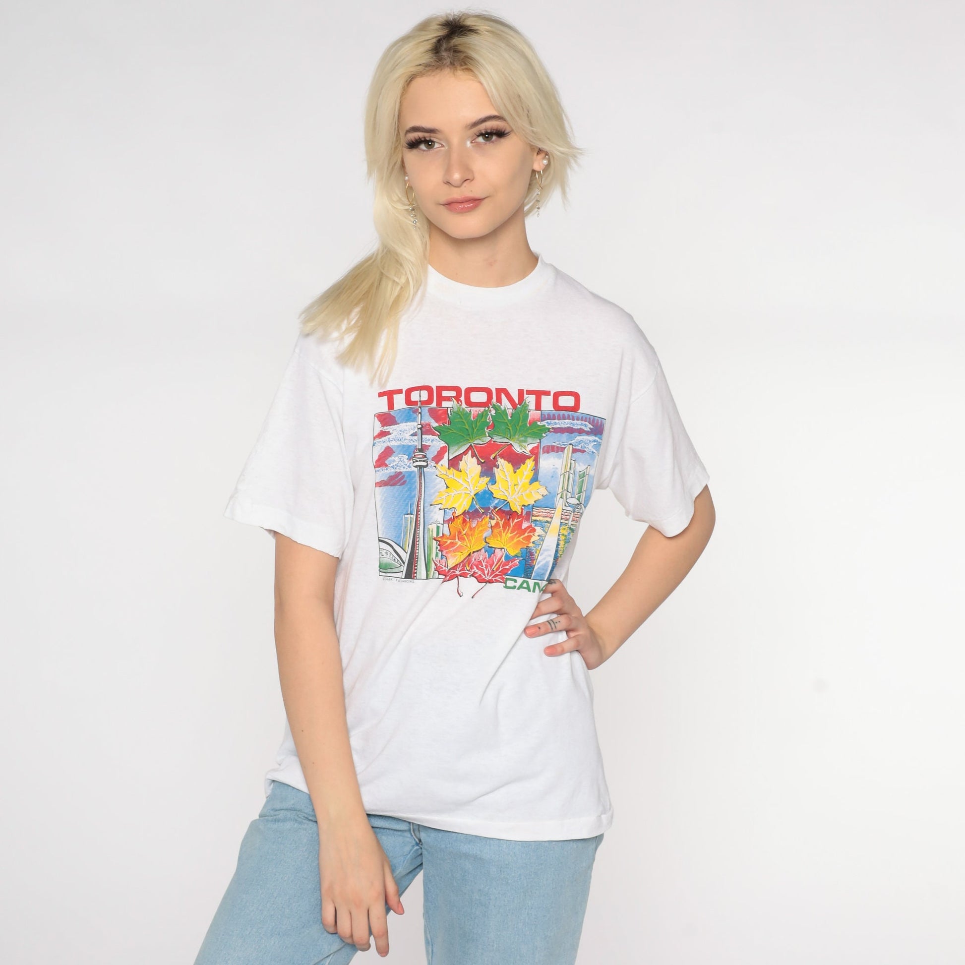 90s Toronto CN Tower Nathan Phillips Square Graphic T-Shirt Medium