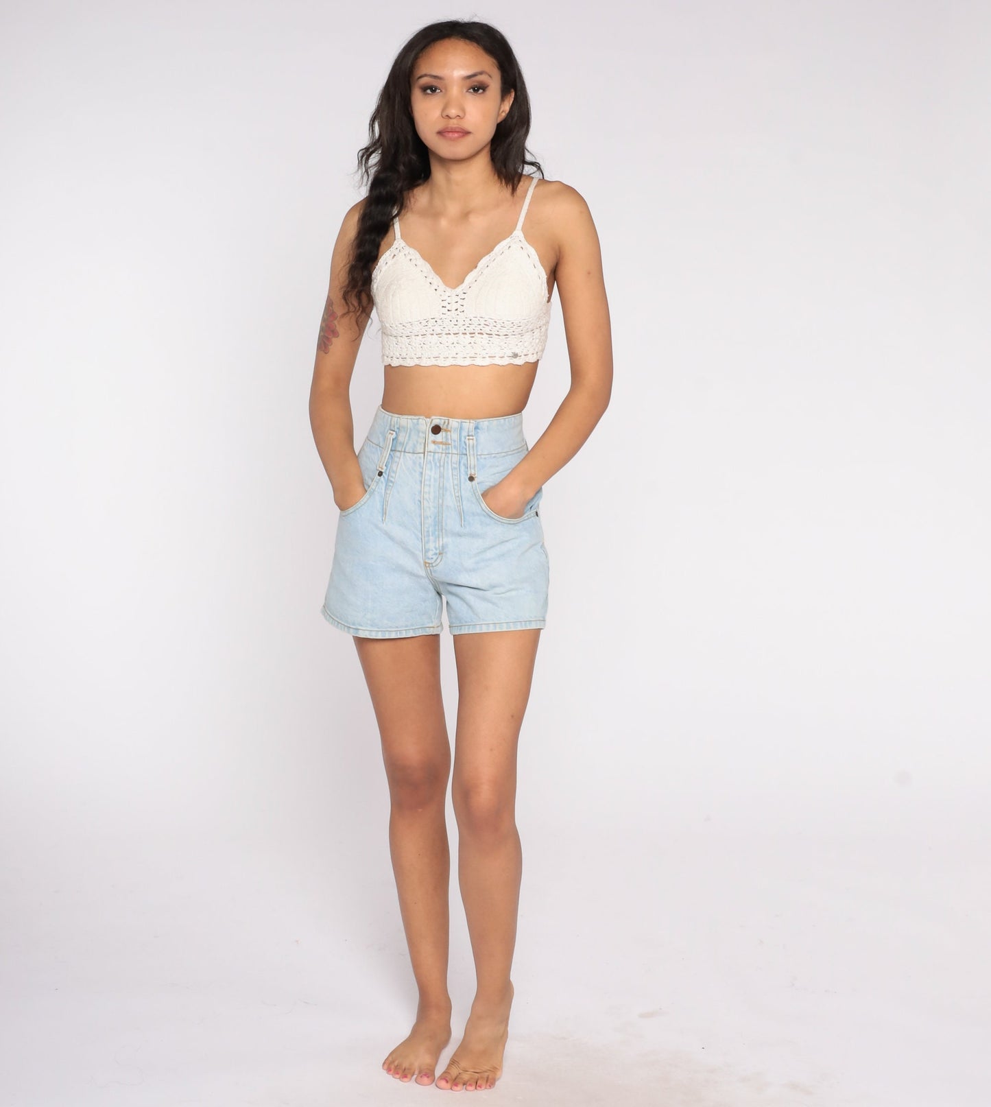 90s Light Wash Denim Shorts High Waisted Jean Shorts Extra Small XS