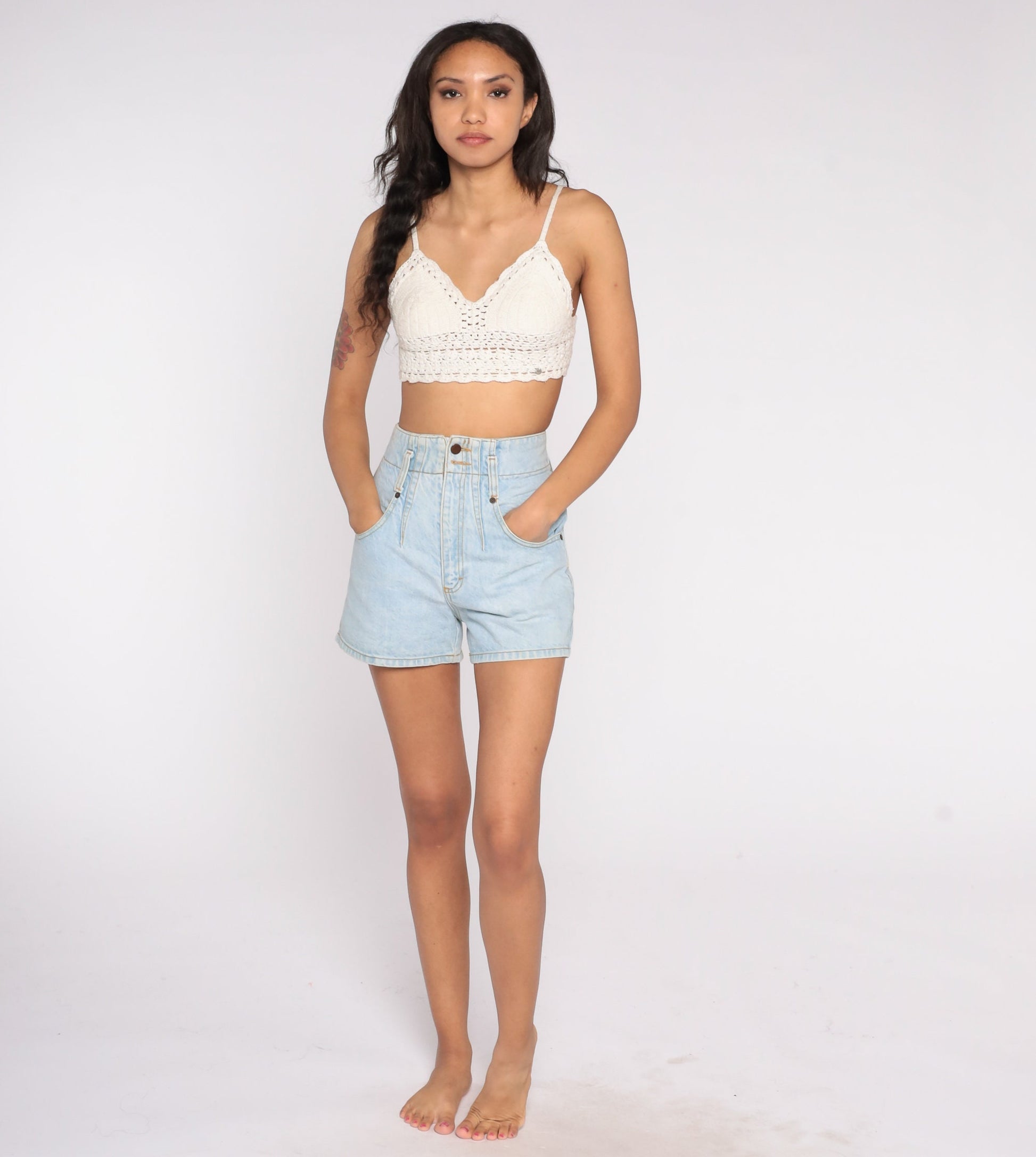 90s Light Wash Denim Shorts High Waisted Jean Shorts Extra Small XS