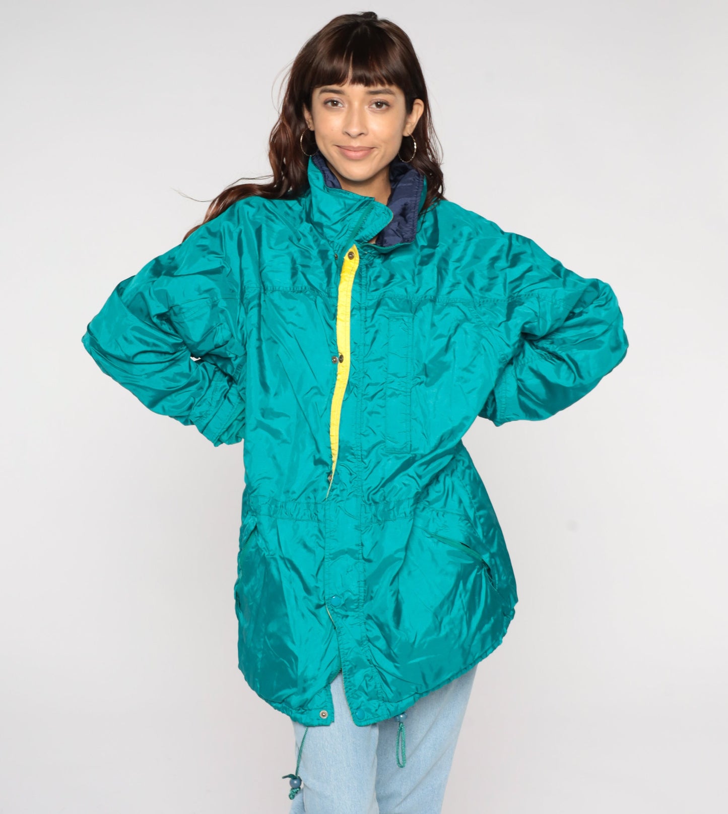 90s Eddie Bauer Teal Windbreaker Jacket Gortex Waterproof Men's Large