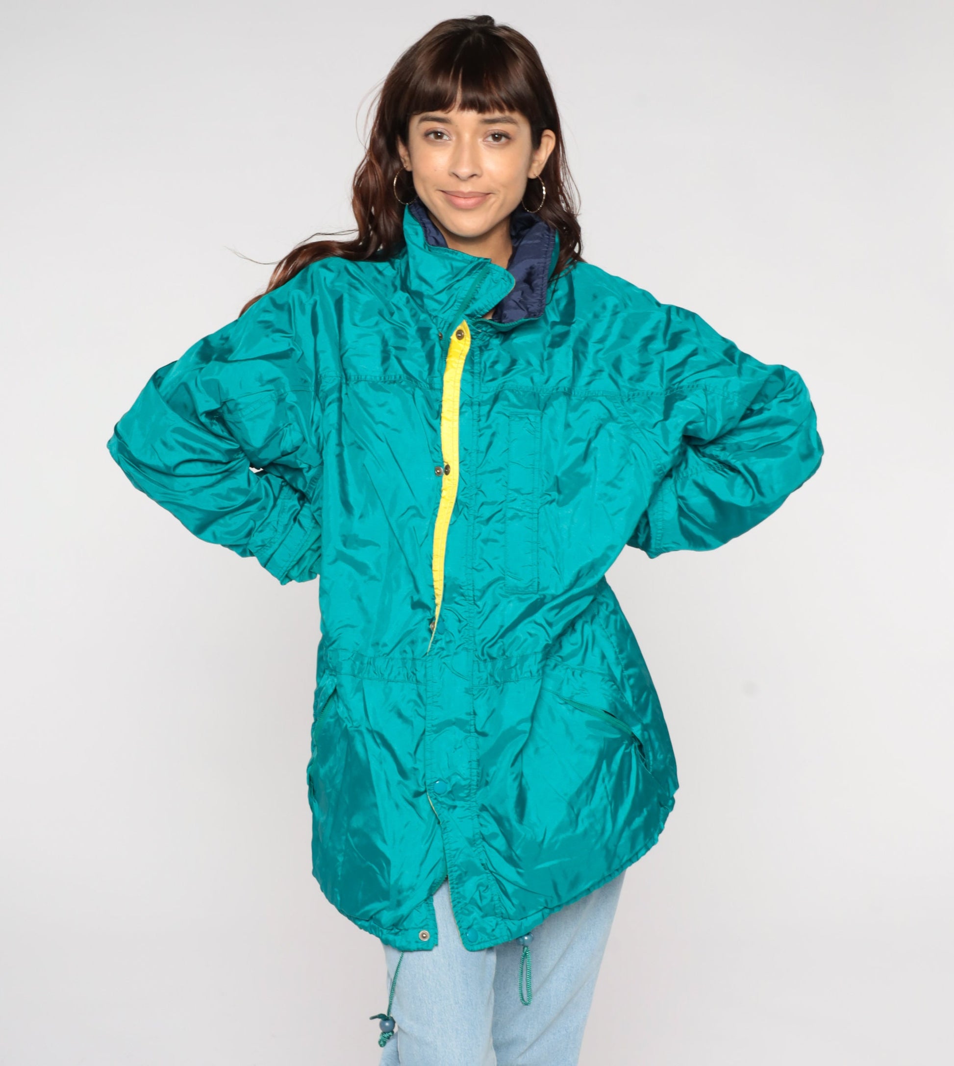 90s Eddie Bauer Teal Windbreaker Jacket Gortex Waterproof Men's Large