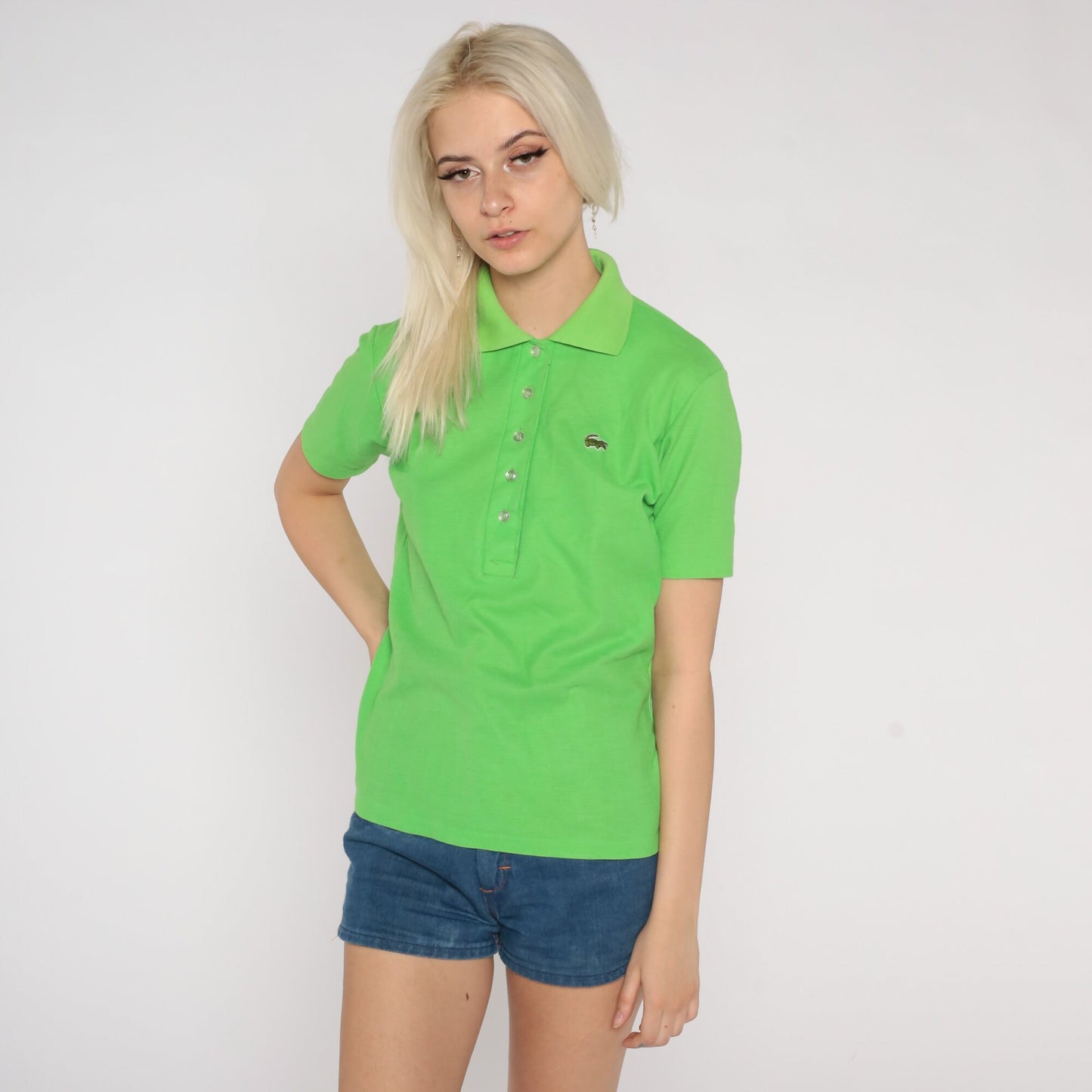 80s Lacoste Brooks Brothers Lime Green Polo Shirt Crocodile Medium