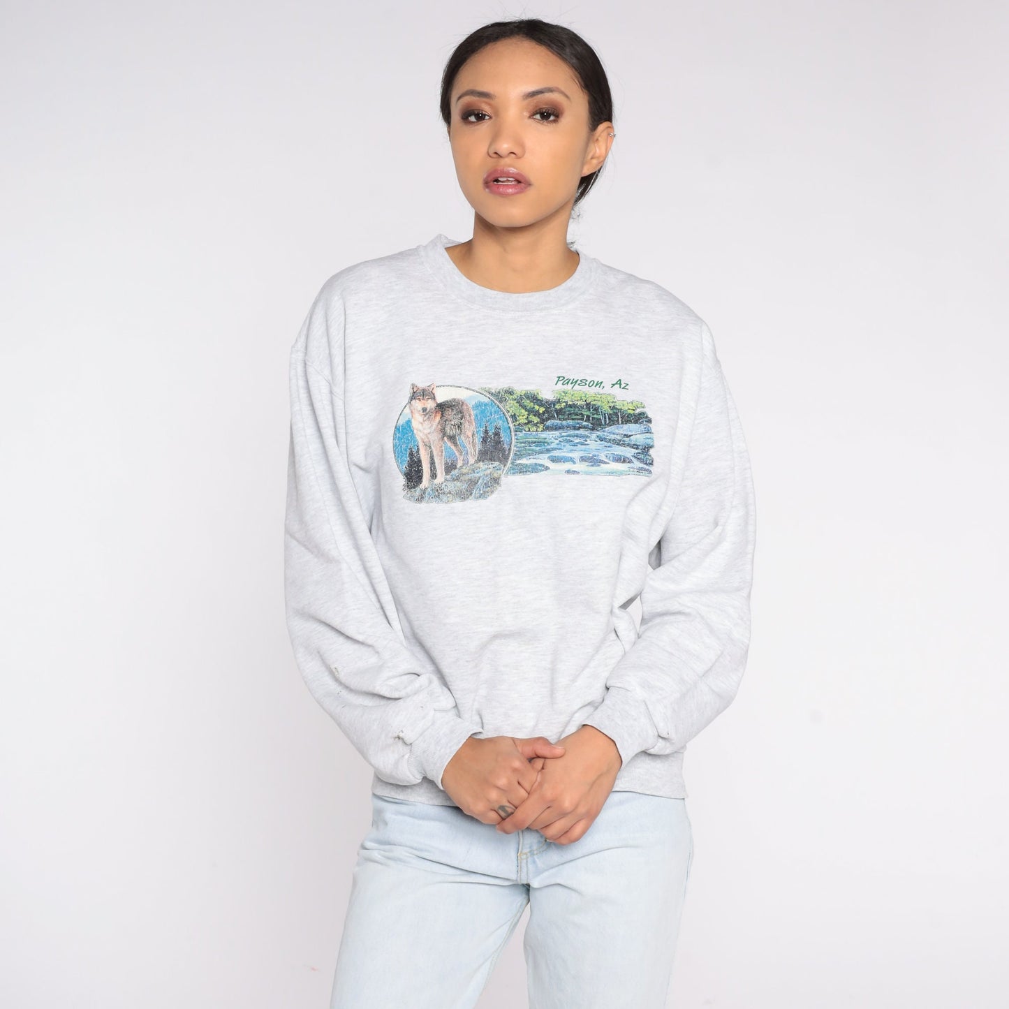 90s Payson Arizona Wolf Creek Graphic Sweatshirt Jerzees Medium