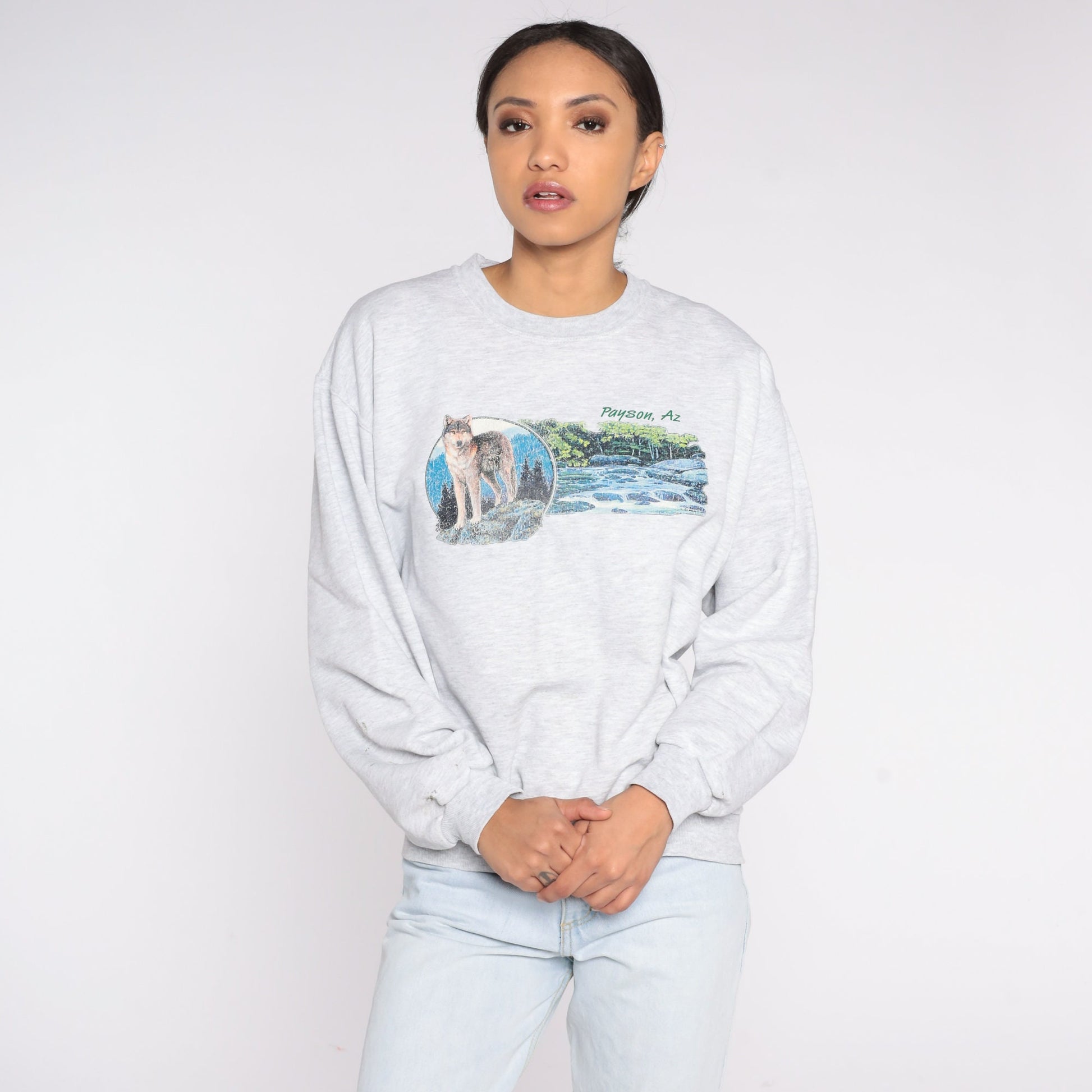 90s Payson Arizona Wolf Creek Graphic Sweatshirt Jerzees Medium
