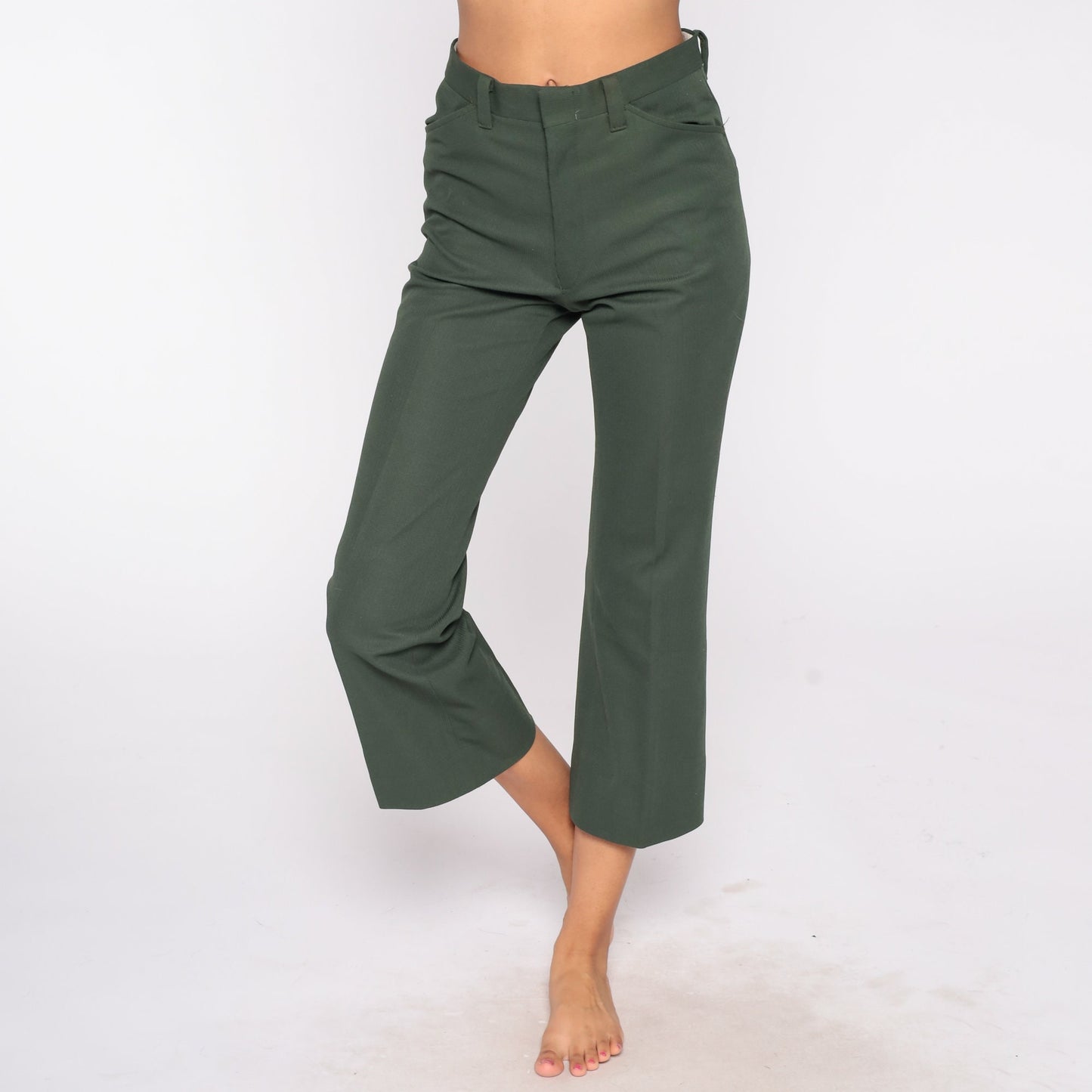 70s Green High-Rise Straight Leg Trousers Small