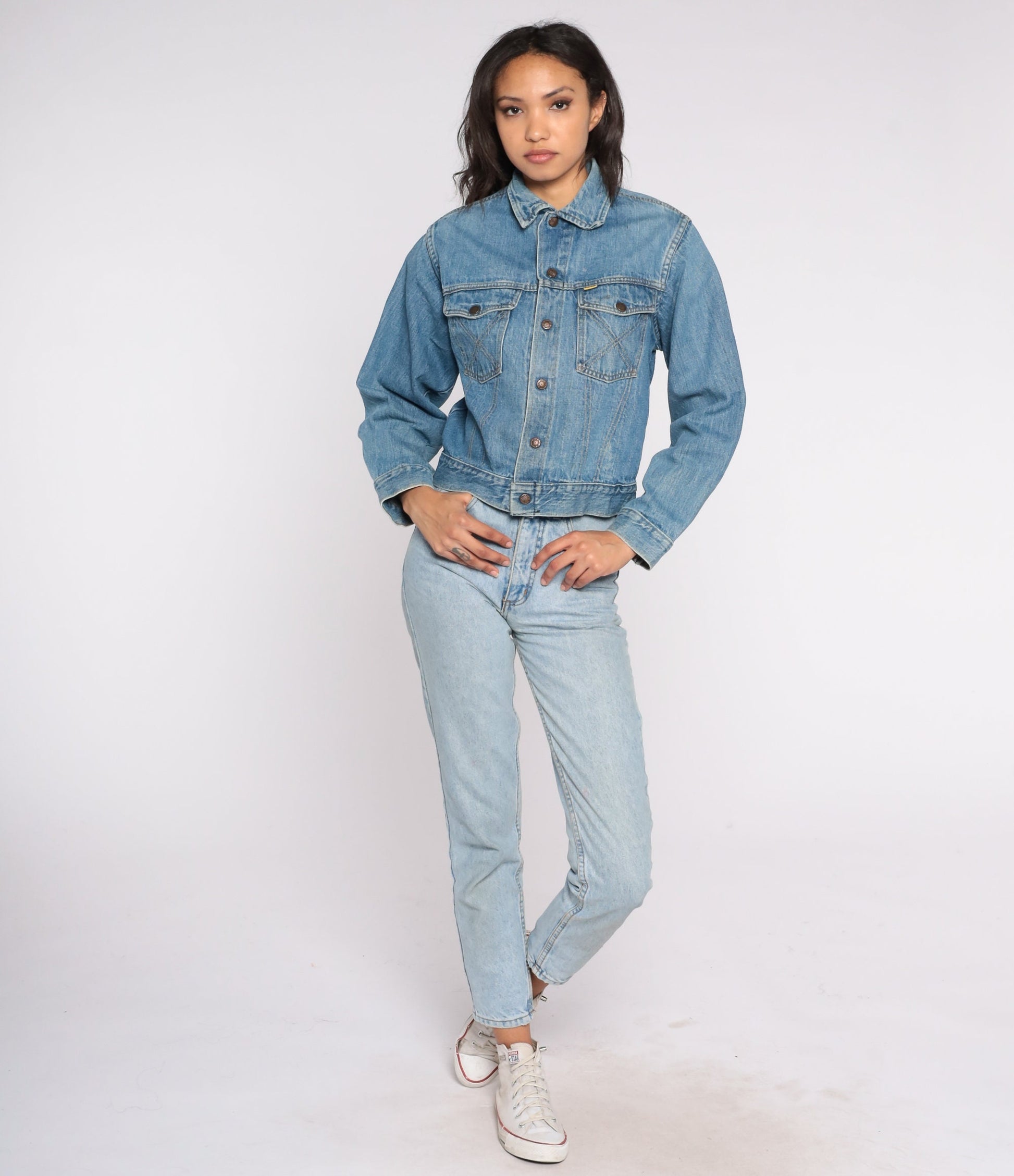 80s Big Yank Denim Jacket Blue Button-Up Trucker Coat Extra Small XS