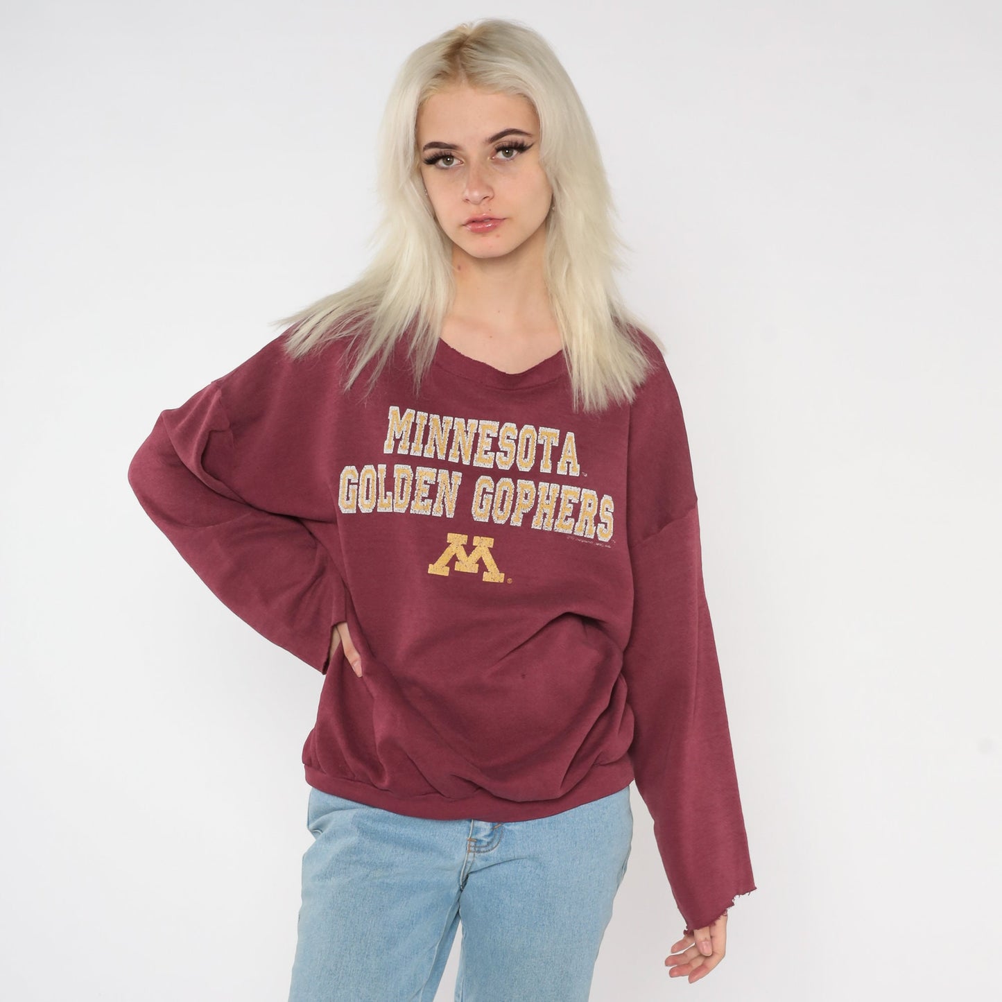 90s Minnesota Golden Gophers Sweatshirt Burgundy College Football Extra Large XXL