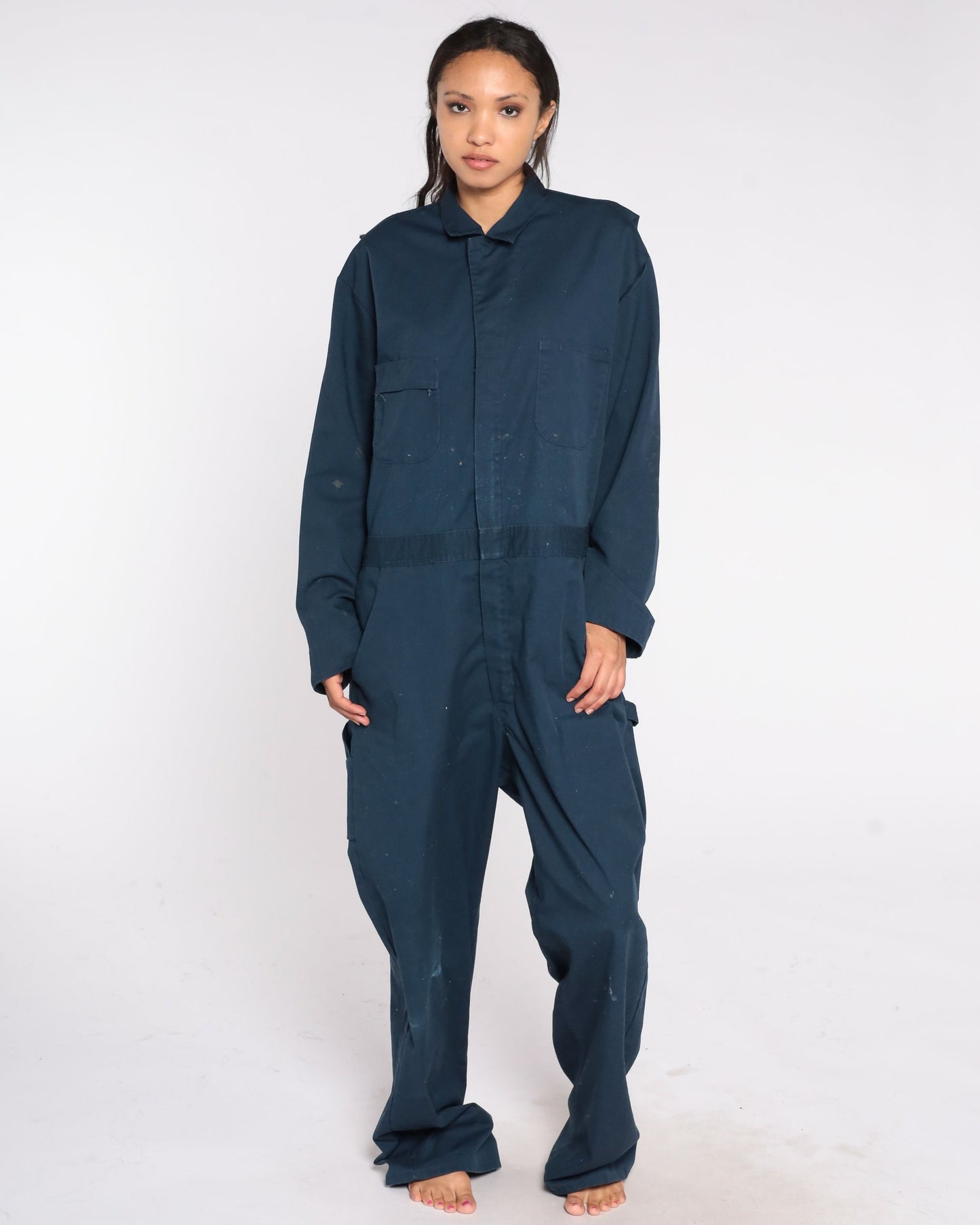 80s Sears Navy Coveralls Jumpsuit Workwear Distressed Mens XXL