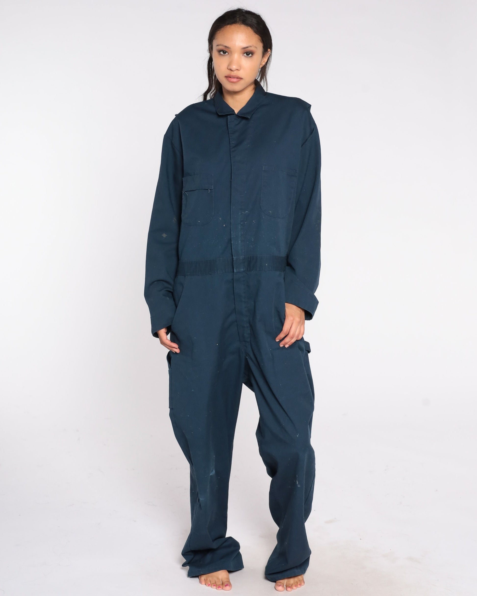 80s Sears Navy Coveralls Jumpsuit Workwear Distressed Mens XXL