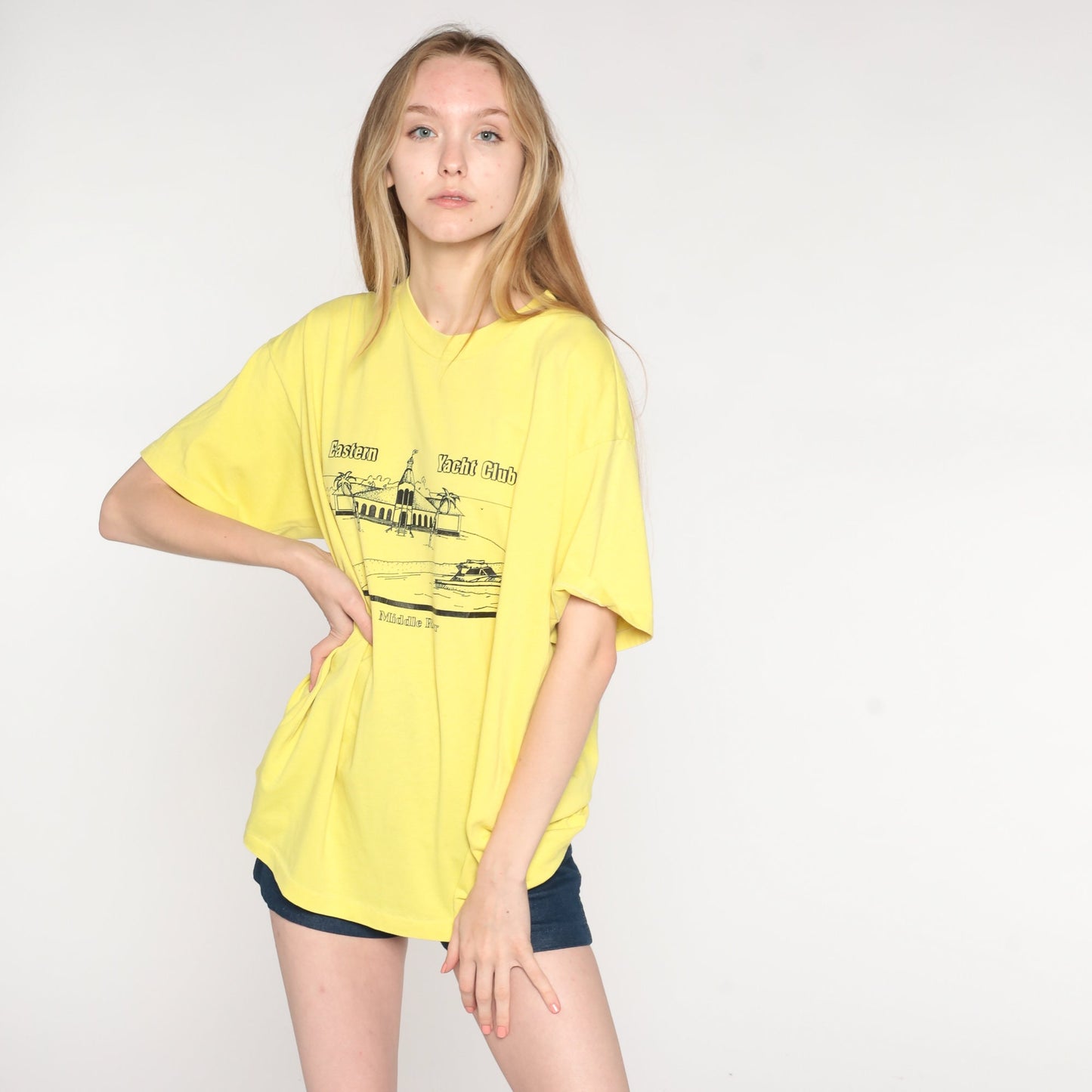 90s Eastern Yacht Club Essex Maryland Graphic T-Shirt Yellow Extra Large