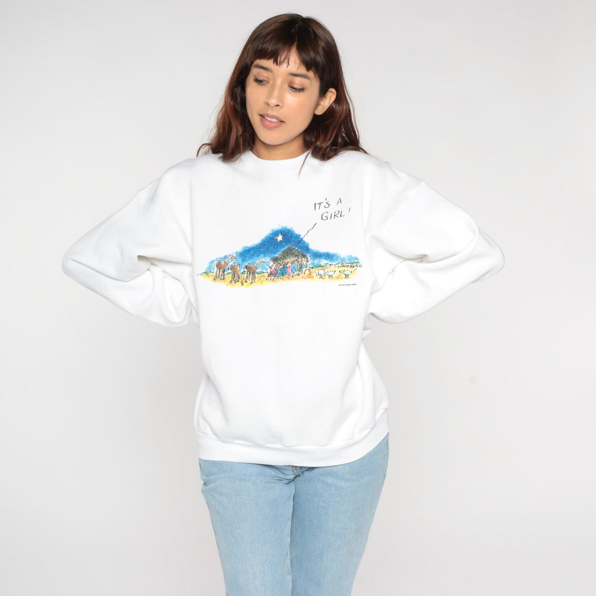 00s Nativity "It's A Girl" Graphic Sweatshirt Crewneck Large