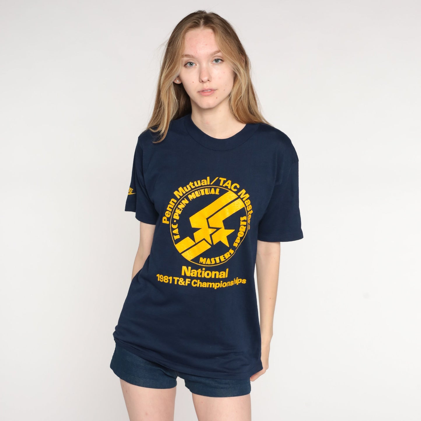 1981 National Track and Field Championships Tee Navy Graphic Medium