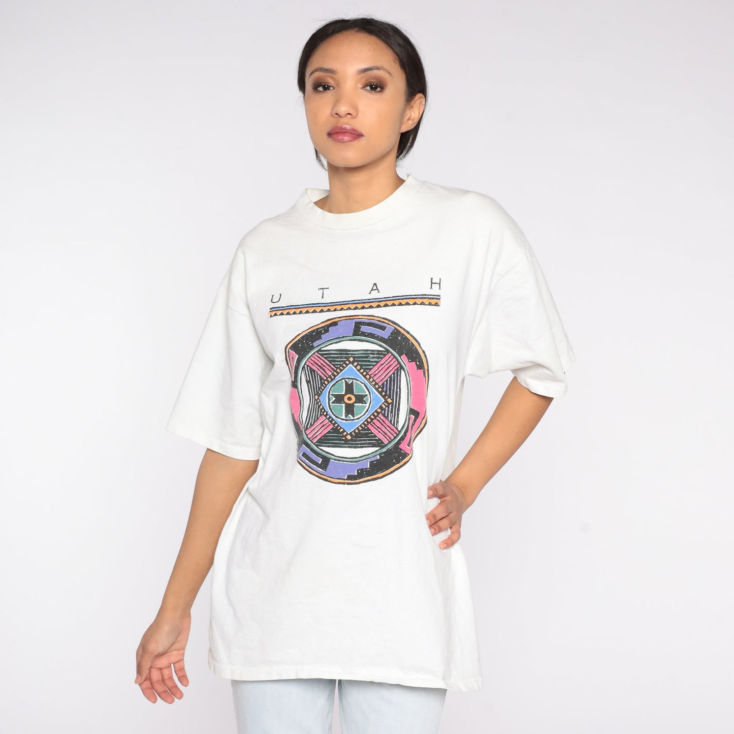 90s Utah Southwestern Graphic T-Shirt White Single Stitch Large