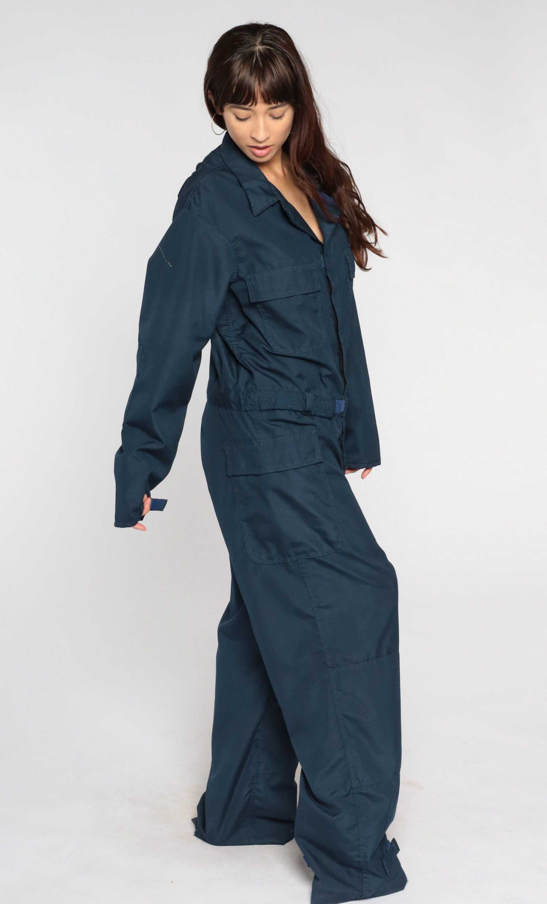 Vintage Navy Aramid Coveralls Long Sleeve Workwear Jumpsuit Men's Extra Large XL
