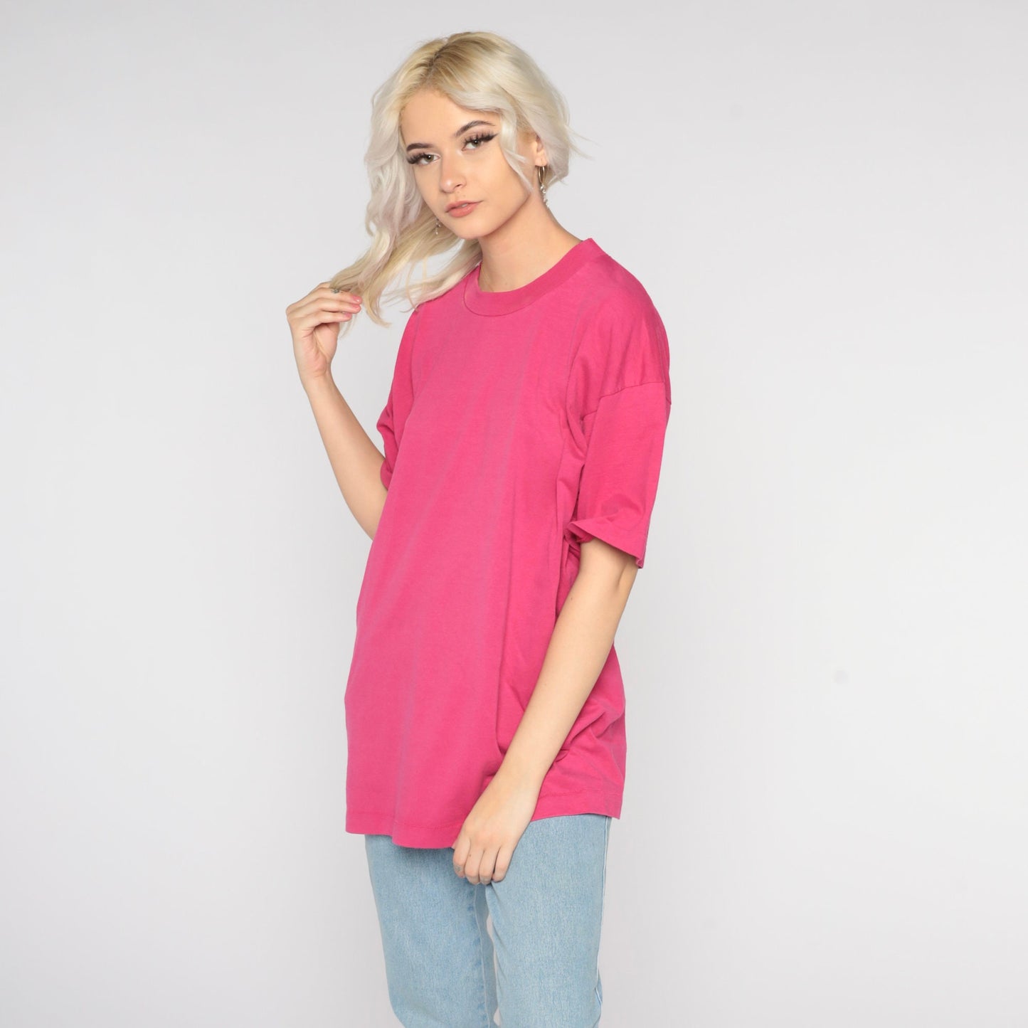 80s Fruit of the Loom Hot Pink Single Stitch T-Shirt Extra Large XL