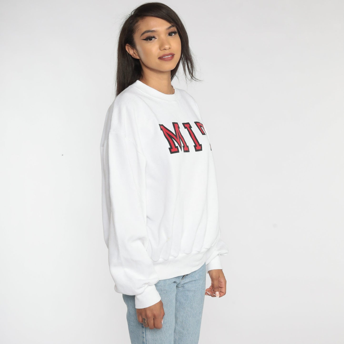 90s MIT Beavers Champion Sweatshirt White Graphic Crewneck Extra Large