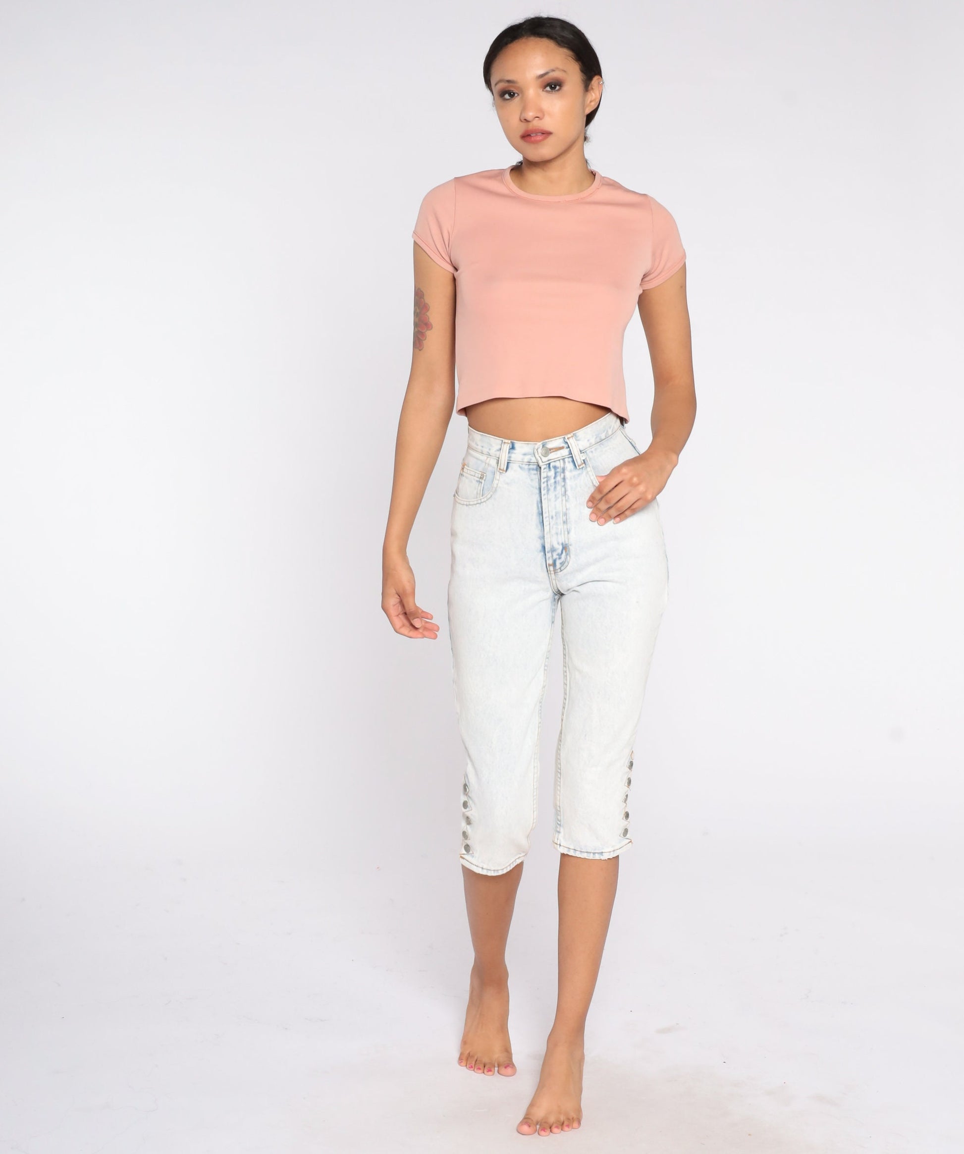 Jordache Light Stone Wash Capri Jeans High Waisted Slim Fit Extra Small