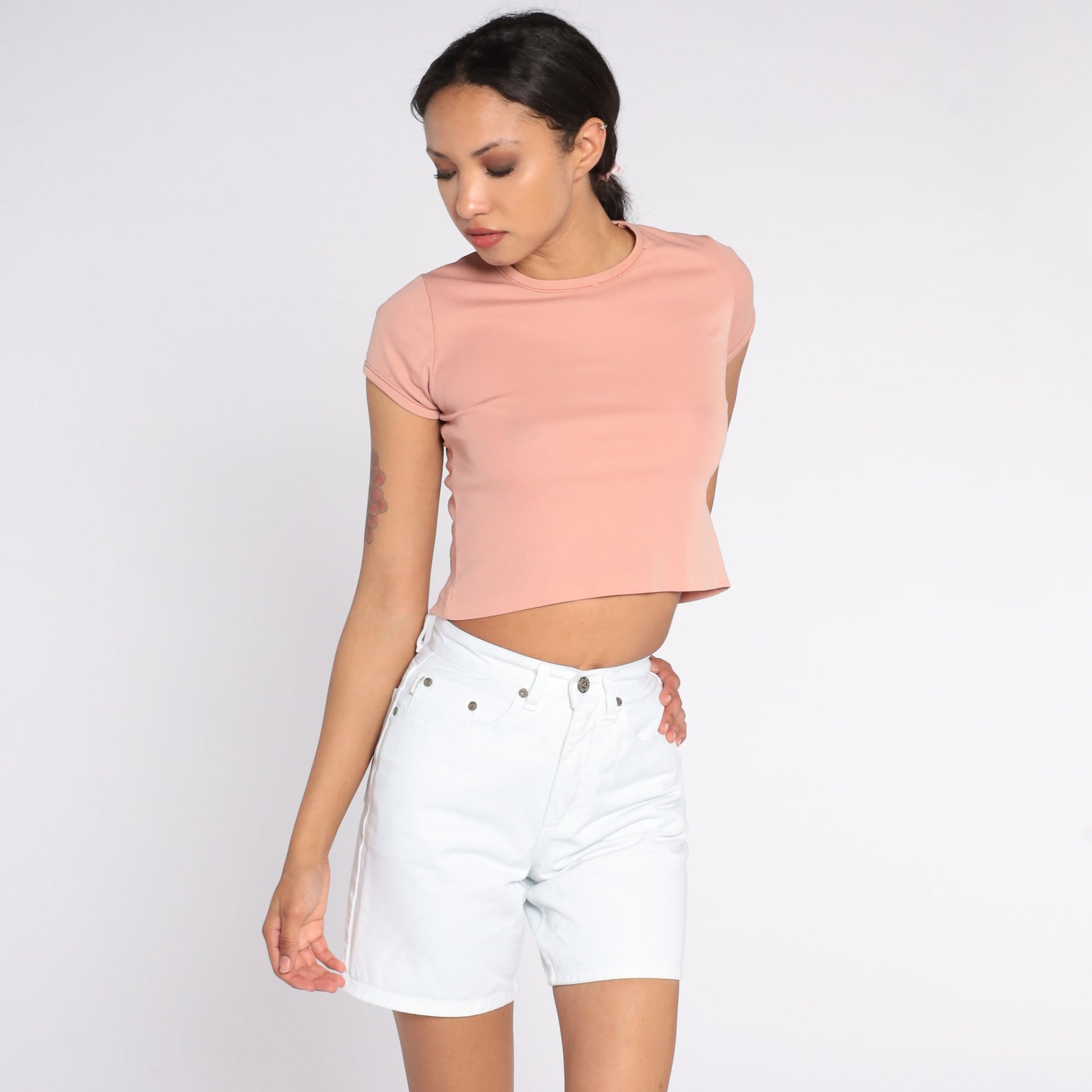 Y2K White Denim Shorts High Waisted Arizona Jeans Co Extra Small