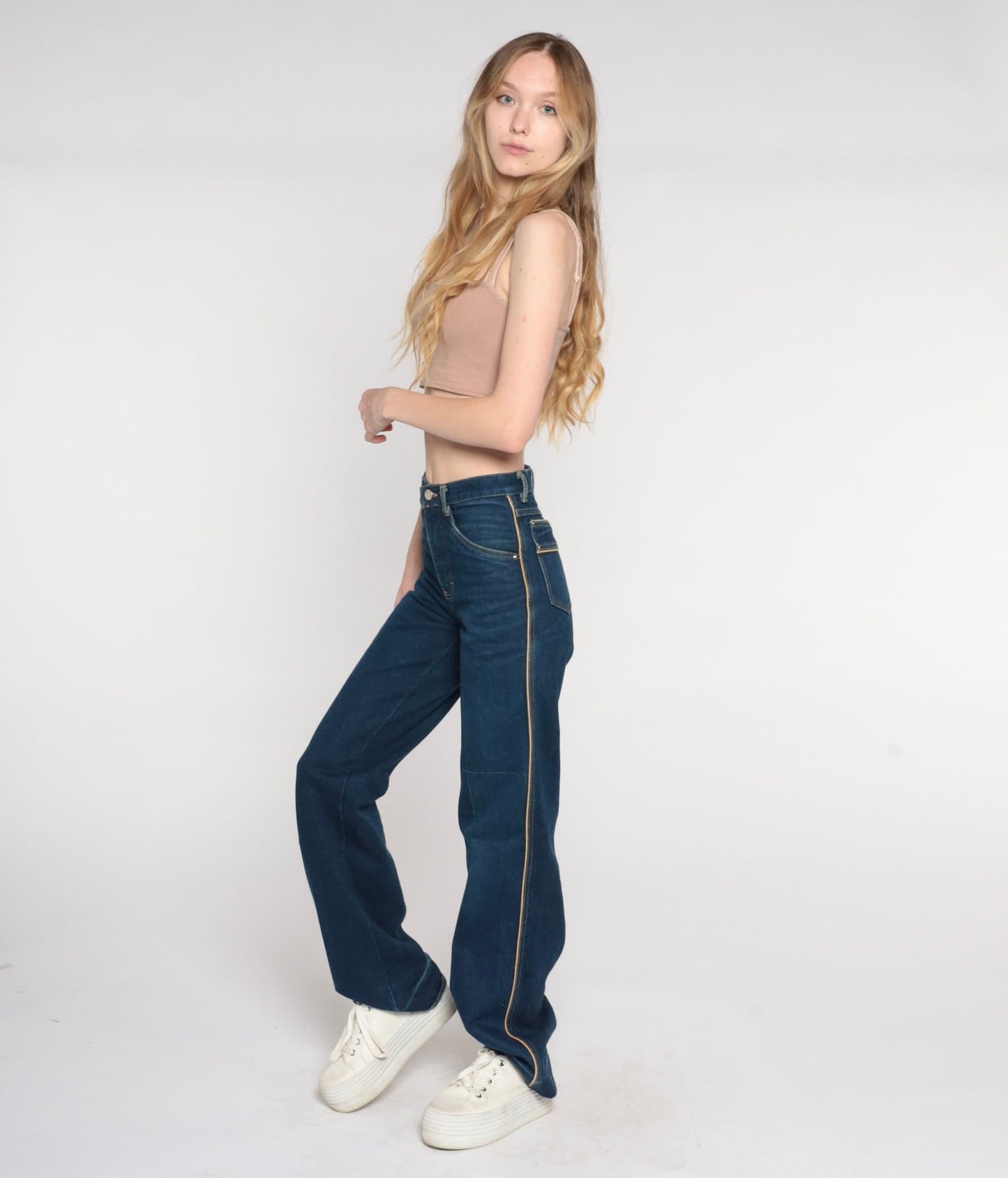 90s Brittania High-Waisted Flare Jeans Dark Blue Denim Extra Small