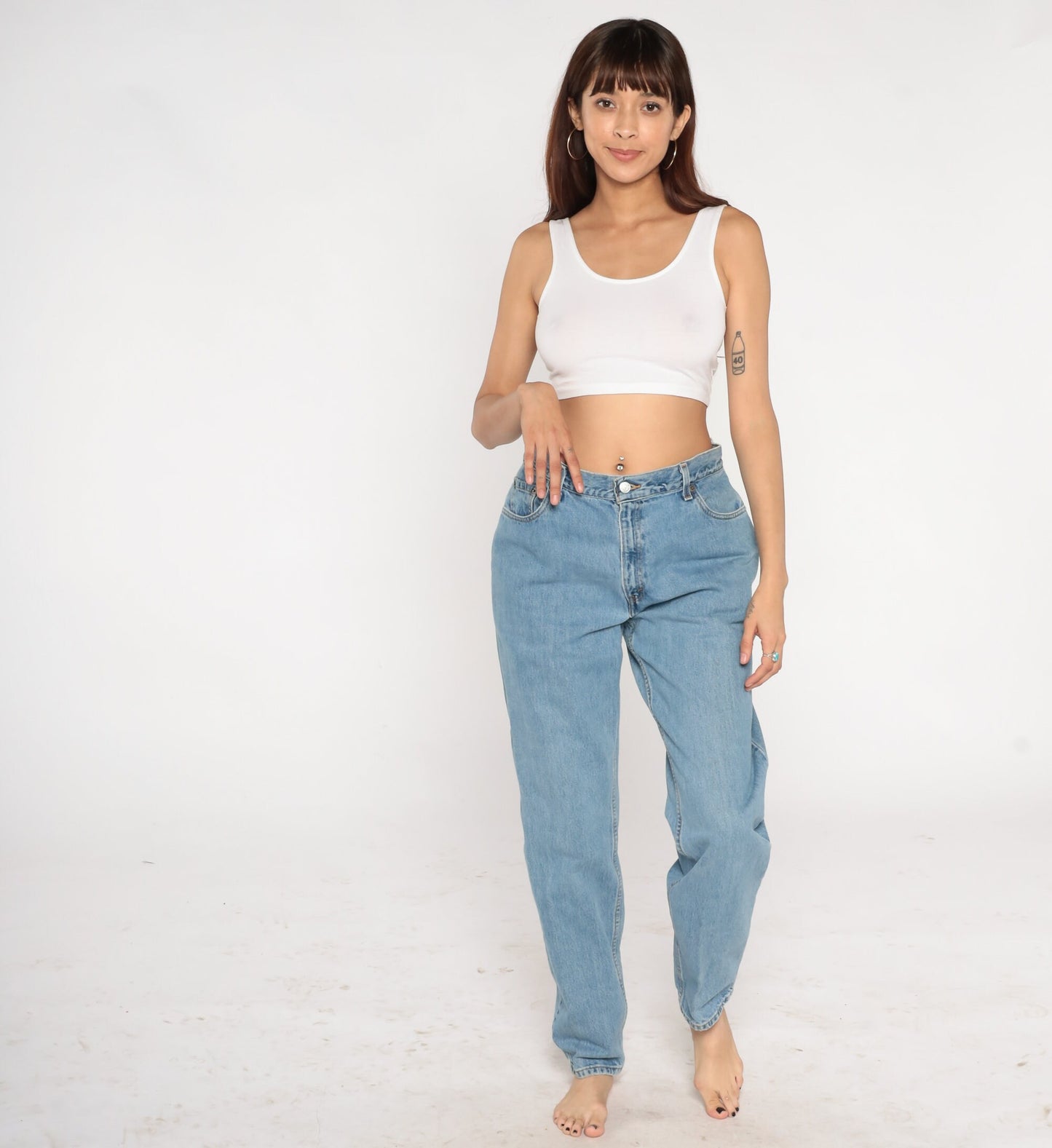90s Levi's 550 High Waisted Tapered Denim Jeans Blue Large Long