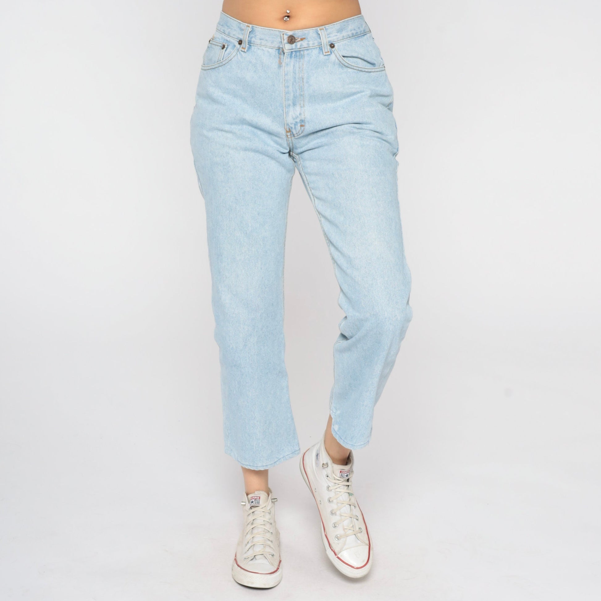 00s Light Wash Straight Leg Jeans Mid Rise Crop Denim Light Blue Size 8