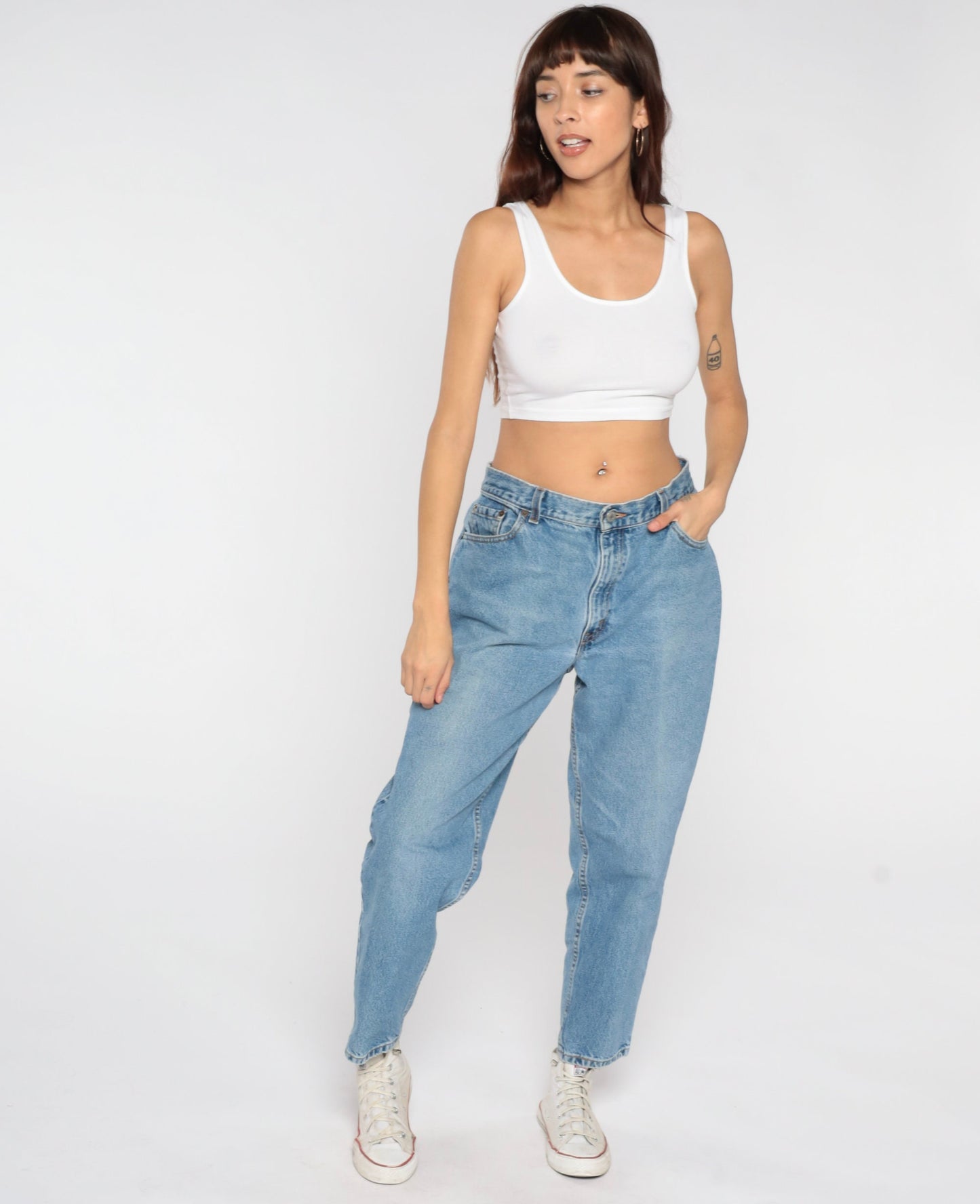 Levi's 550 High Waist Jeans 80s Blue Denim Tapered Leg Made USA 14