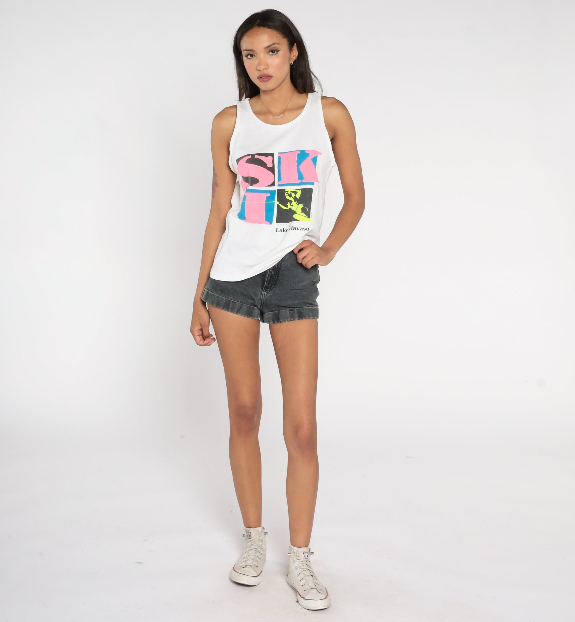90s Jet Ski Lake Havasu Neon Graphic Tank Top Cotton Medium